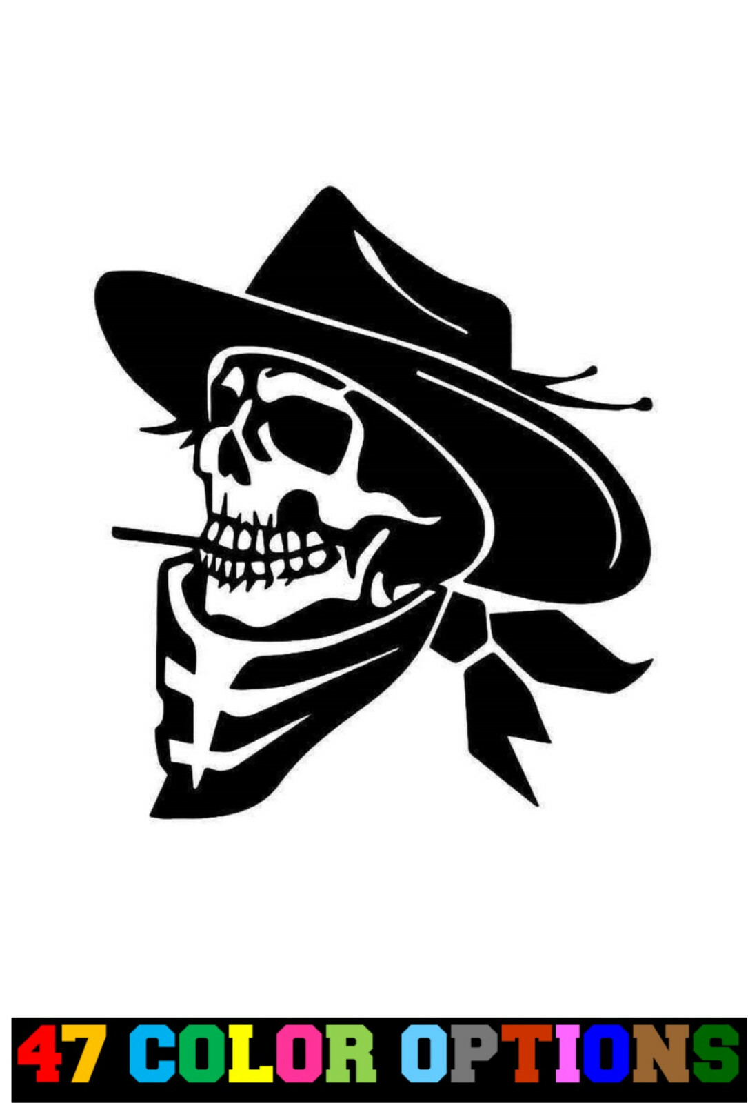 Vinyl Decal Truck Car Sticker Laptop – Zombie Horror Halloween Cowboy Skull v3
