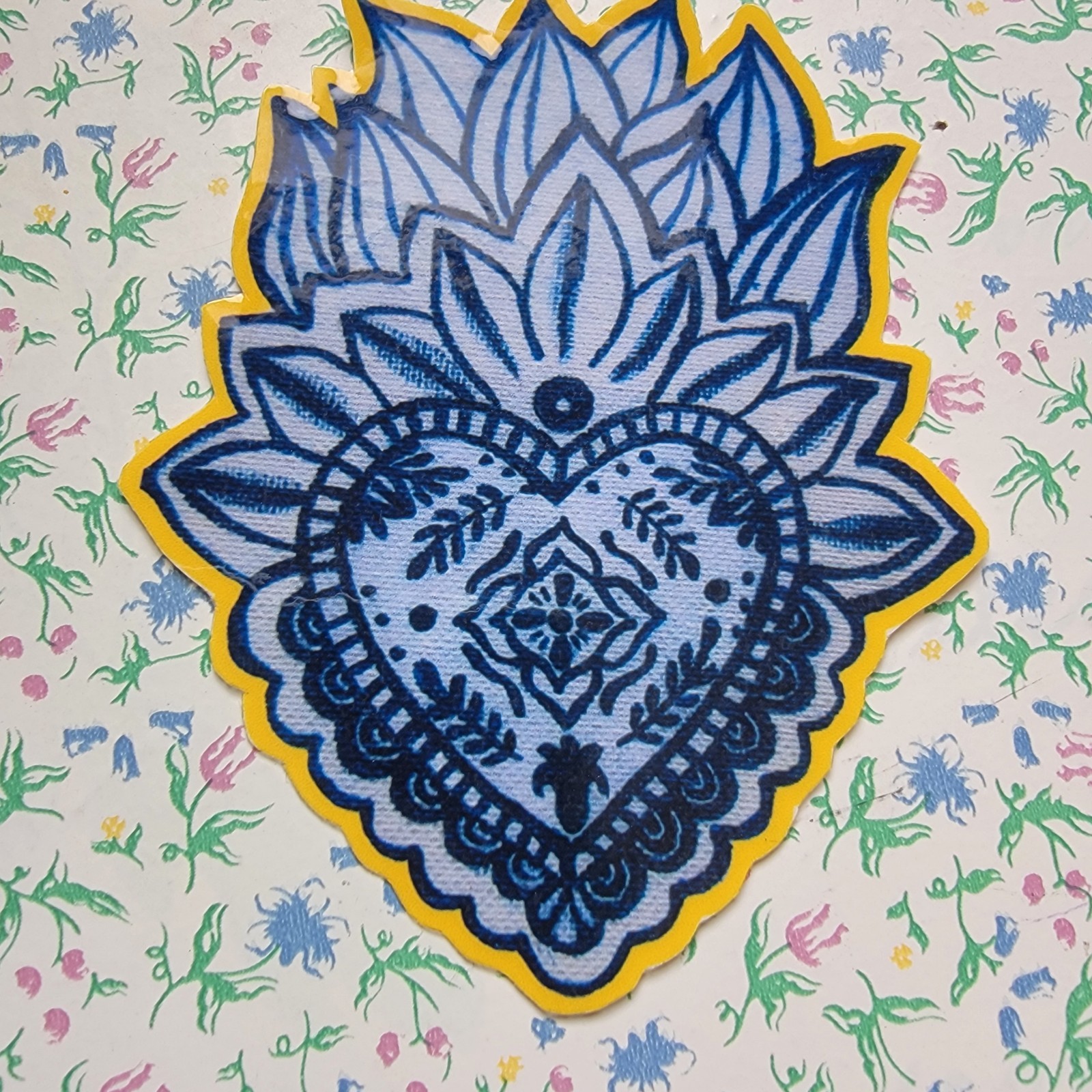 Talavera Sacred Heart Art Sticker of Original Painting Glossy Vinyl Laptop Decal