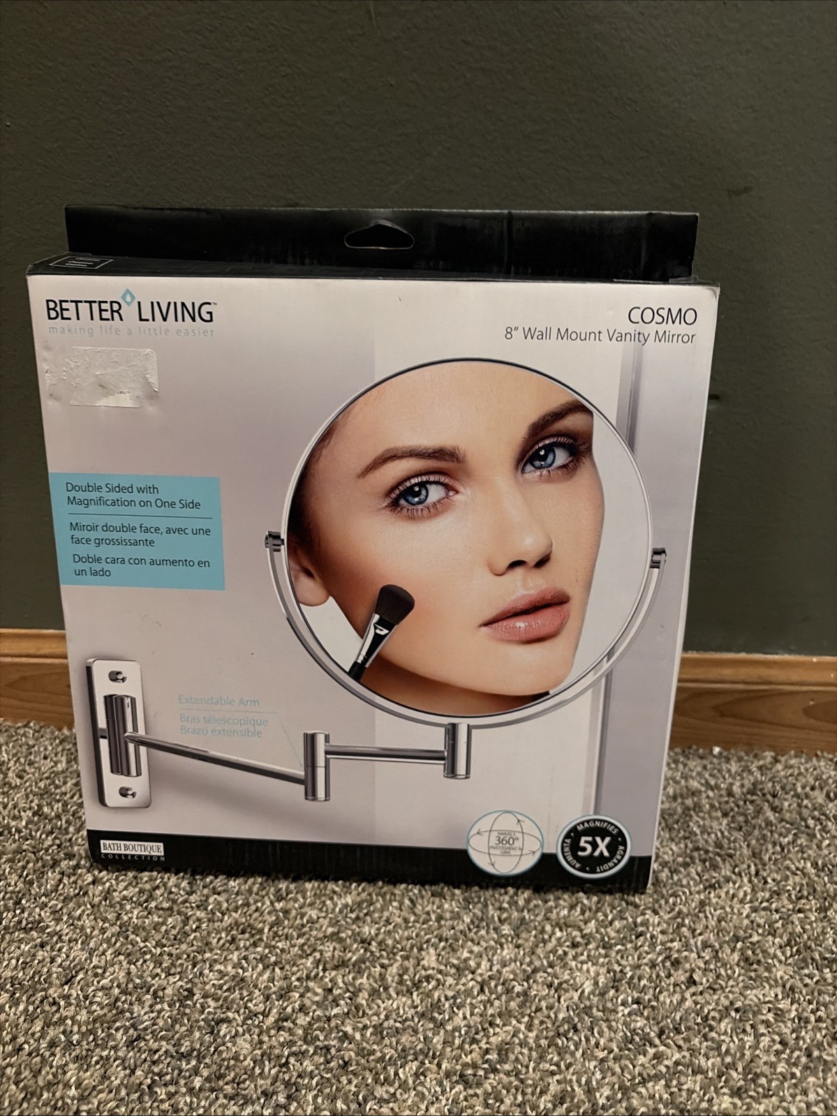 Better Living Products Cosmo Wall Mount Mirror with Folding Arm, Chrome