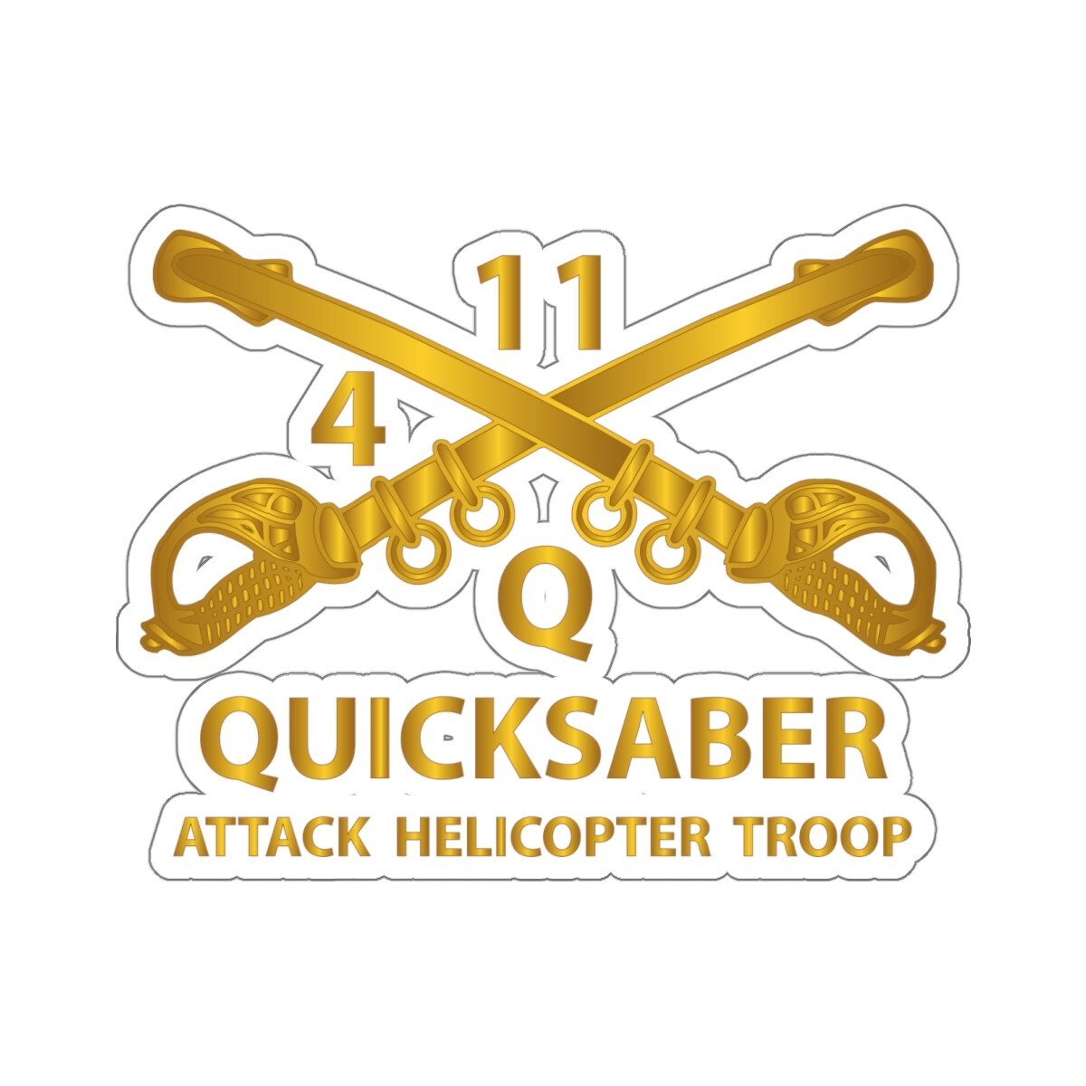 Kiss-Cut Stickers – ATK Helicopter Troop – Q – 4 – 11th ACR – Branch w Txt X 300