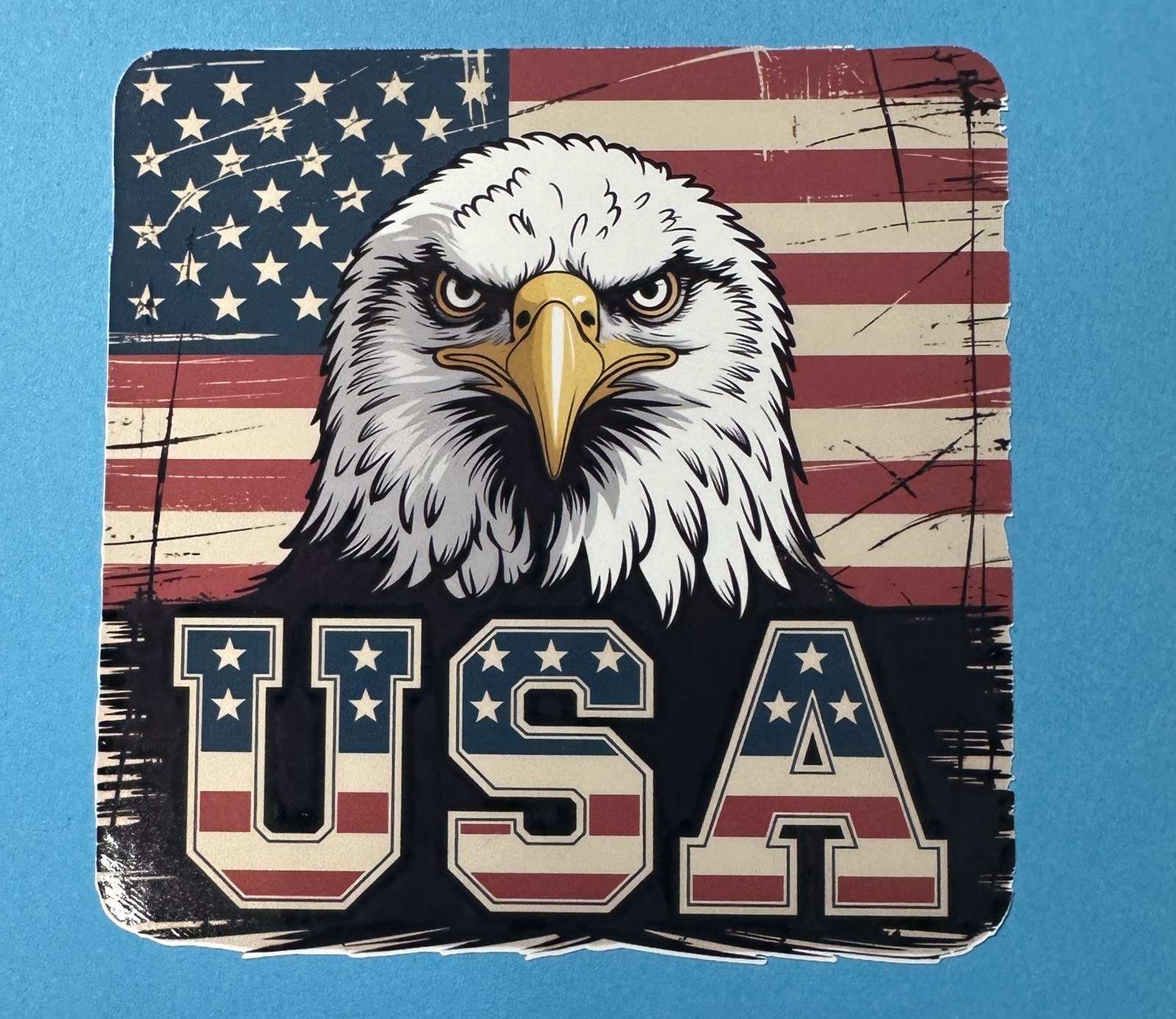 5 inch USA Bald Eagle American Flag Vinyl Sticker Patriotic USA Eagle Decal