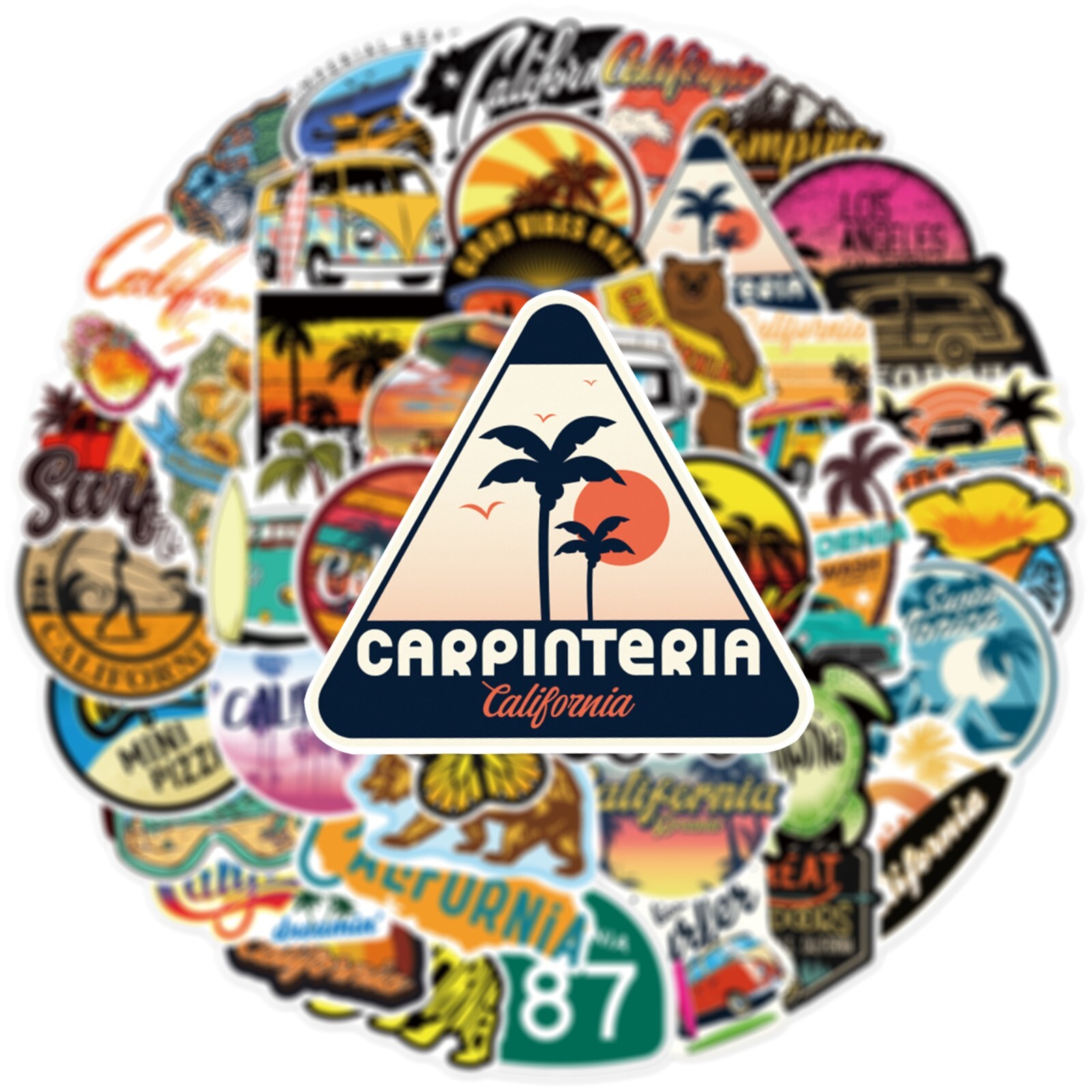 50pcs California Stickers, CA State LA San Diego West Coast, #164
