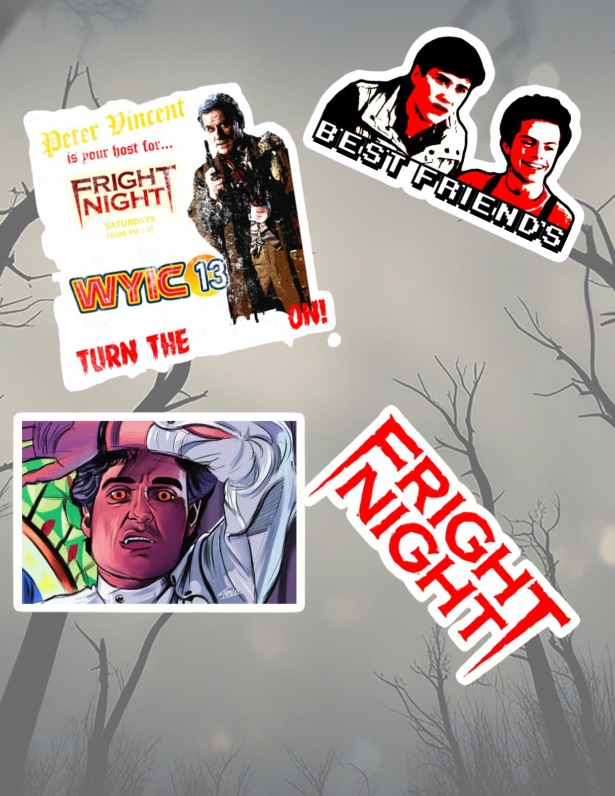 Fright Night Horror Movie 4pc Stickers Pack
