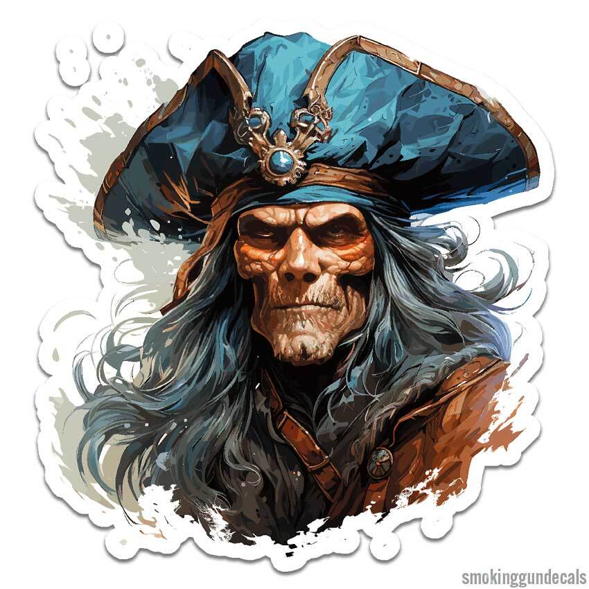 Pirate Captain, Vinyl Decal Sticker, Indoor Outdoor, 3 Sizes, #12001