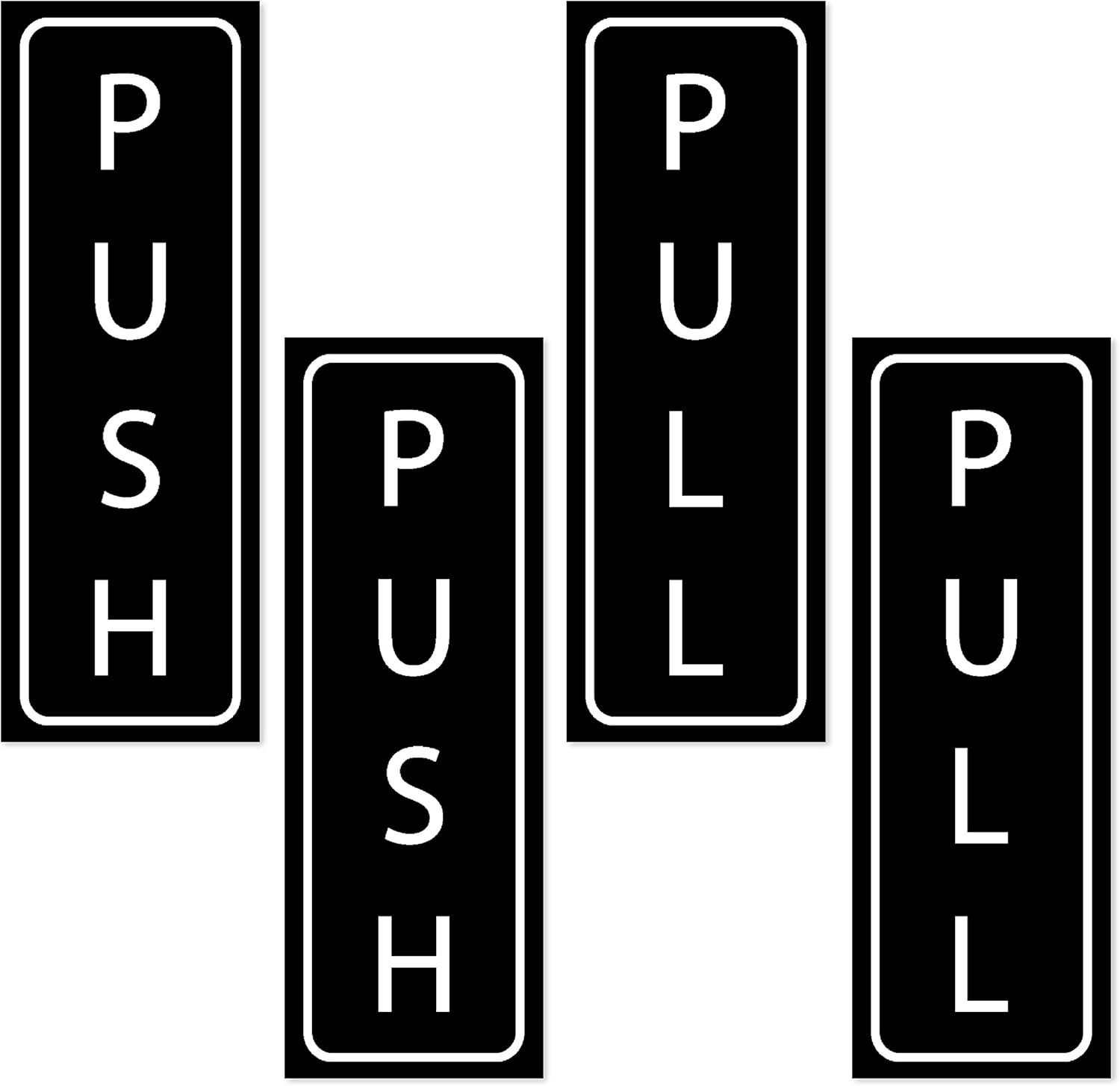 (4 Pack) Push and Pull Stickers for Doors 5 X 1.75 Inches