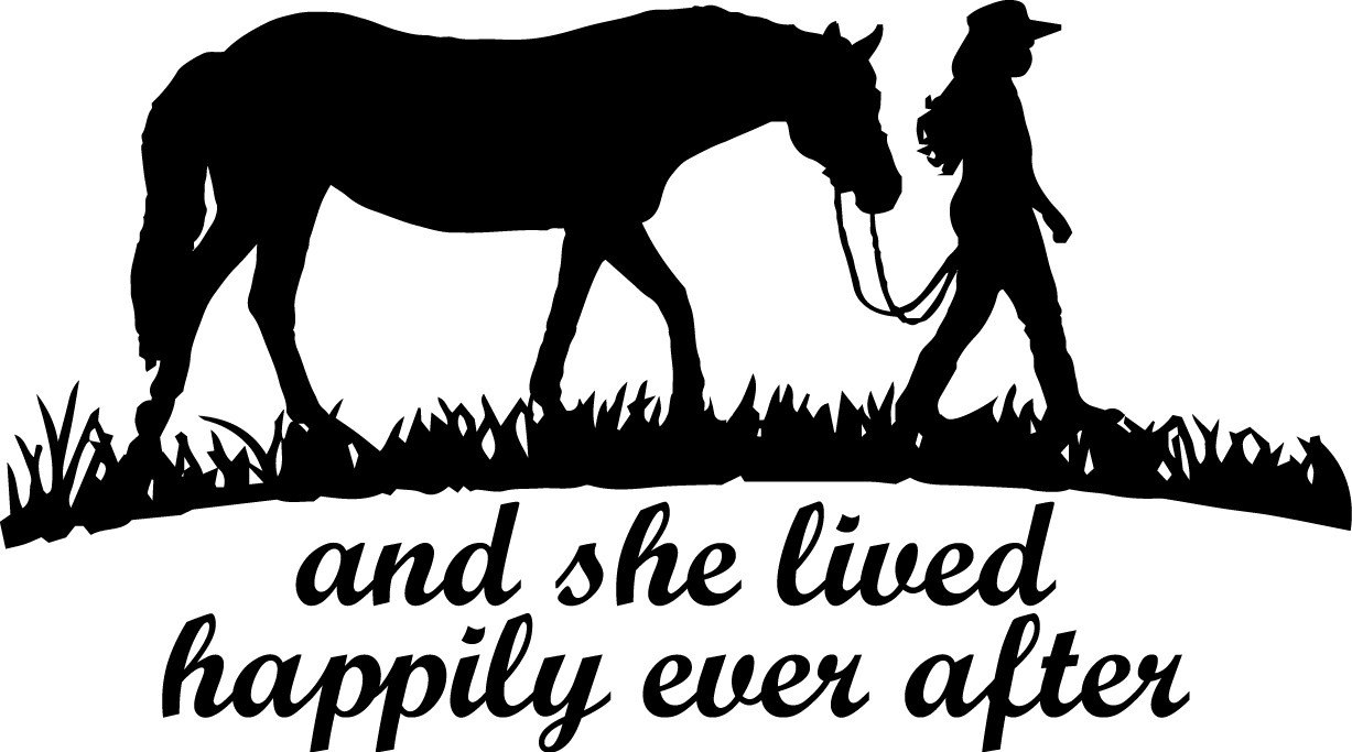 24 Inch She Lived Happily Ever After Horse Decal Window Sticker Car Girl Cowgirl