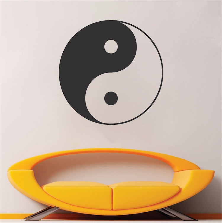 Yin Yang Decal Sticker, Asian Wall Vinyl, Removable Traditional Wall Art, a44