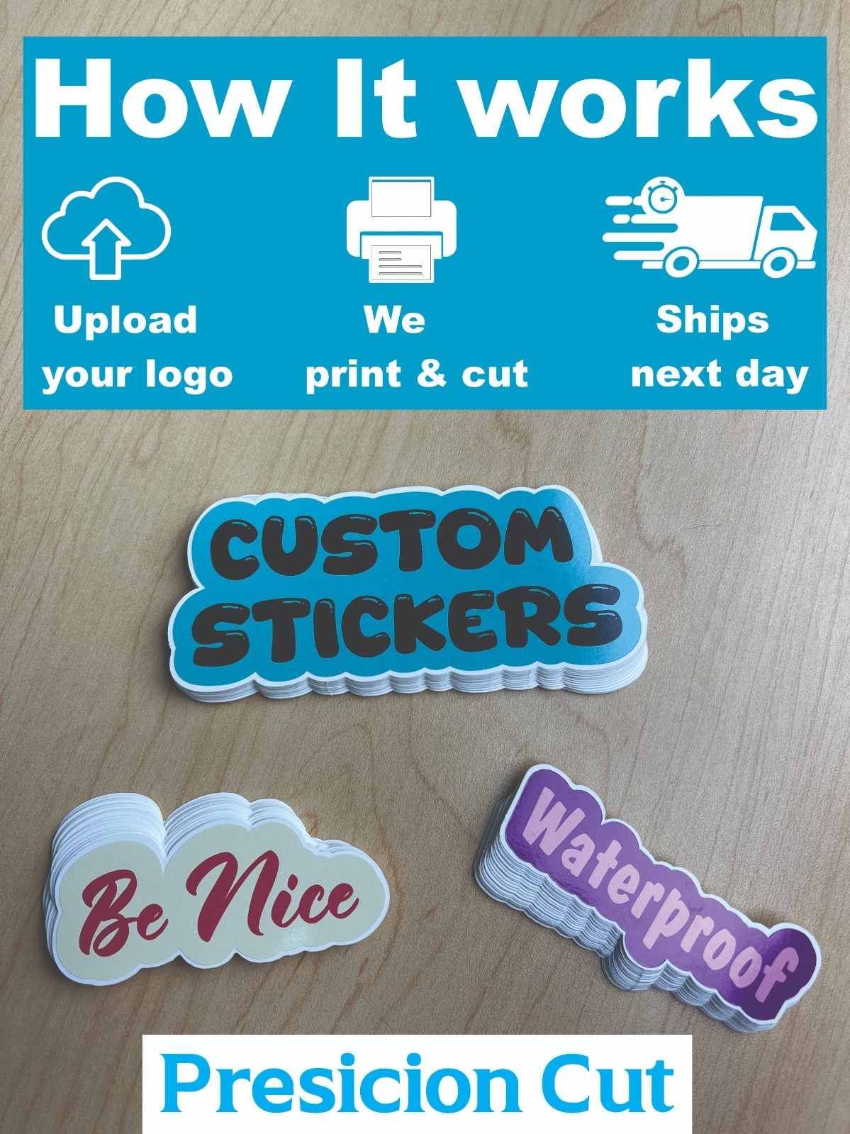 Custom Die Cut Logo Stickers Waterproof Vinyl Decals Business Product Labels