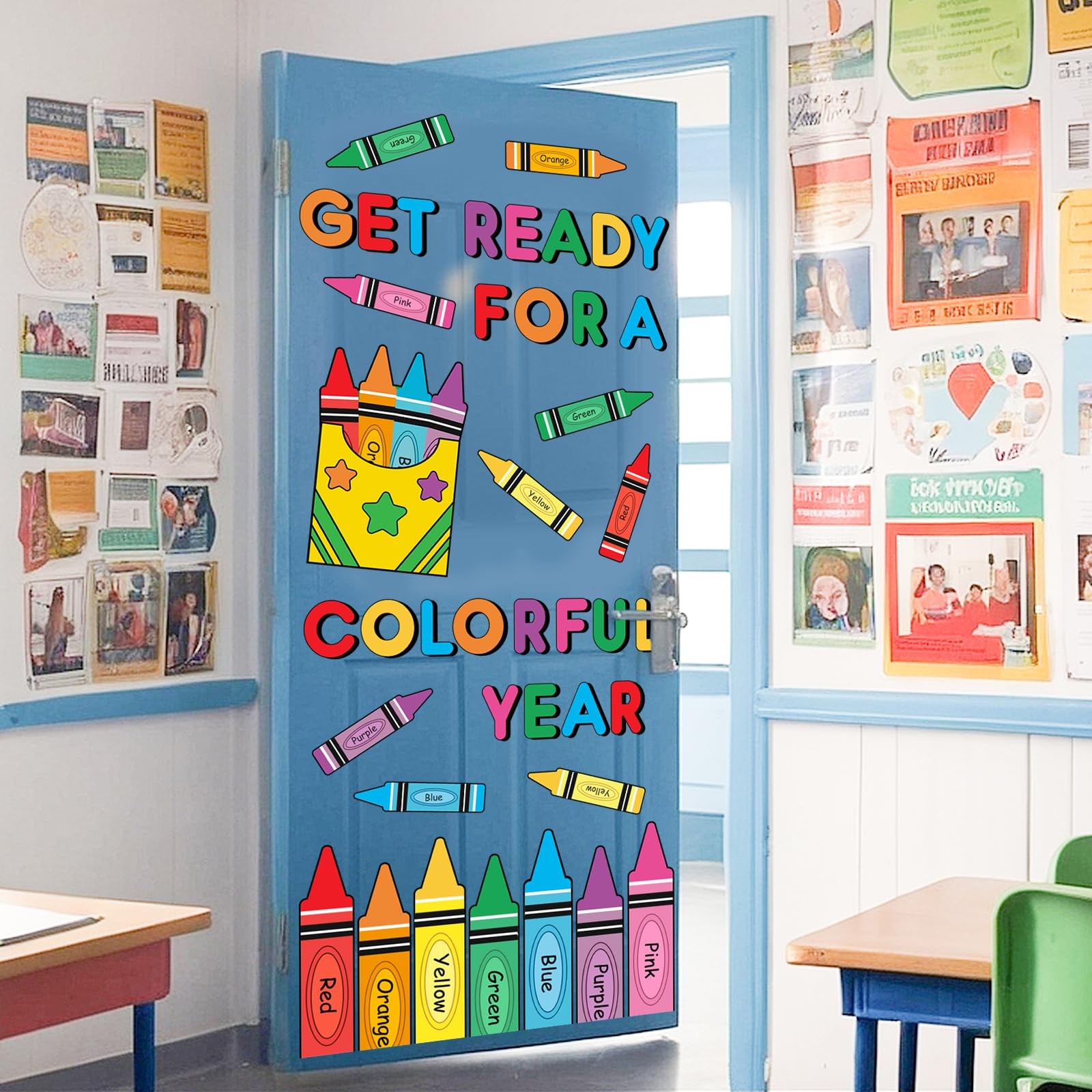 Colorful Crayon Door Stickers Get Ready for A Colorful Year Wall Decals Large…