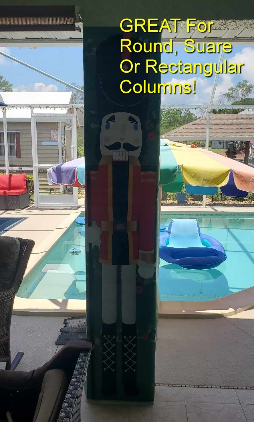 Nut Cracker Christmas Decoration – BIG – Thick Vinyl Column Wrap 6'x24"