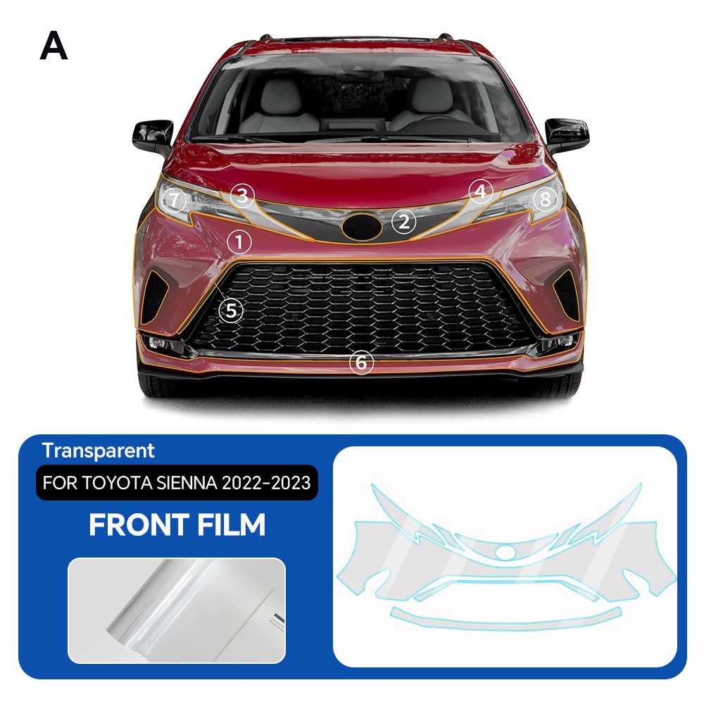 Toyota Sienna 2022-2023 Full Car Kit Precut Paint Protection Film Clear Bra PPF