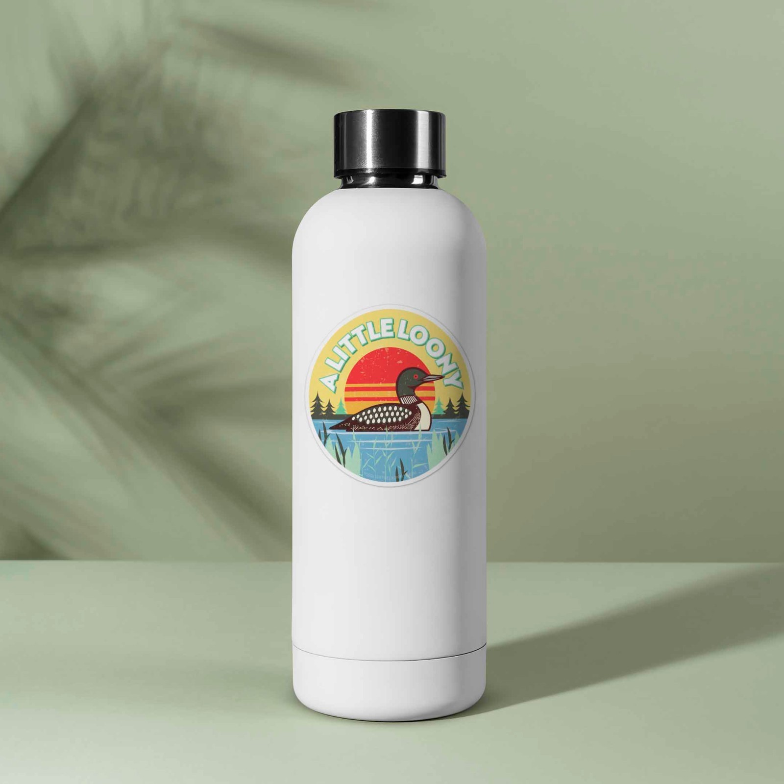 A Little Loony Birdwatching Sticker – Midwest Lake Bird Decal for Water Bottle