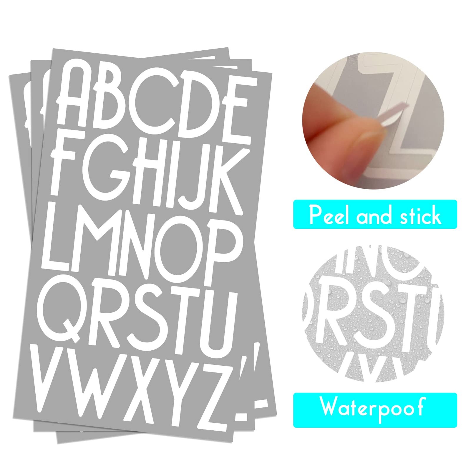 2 Inch Vinyl Alphabet Numbers Stickers, Address Sign for Home Business, Gray