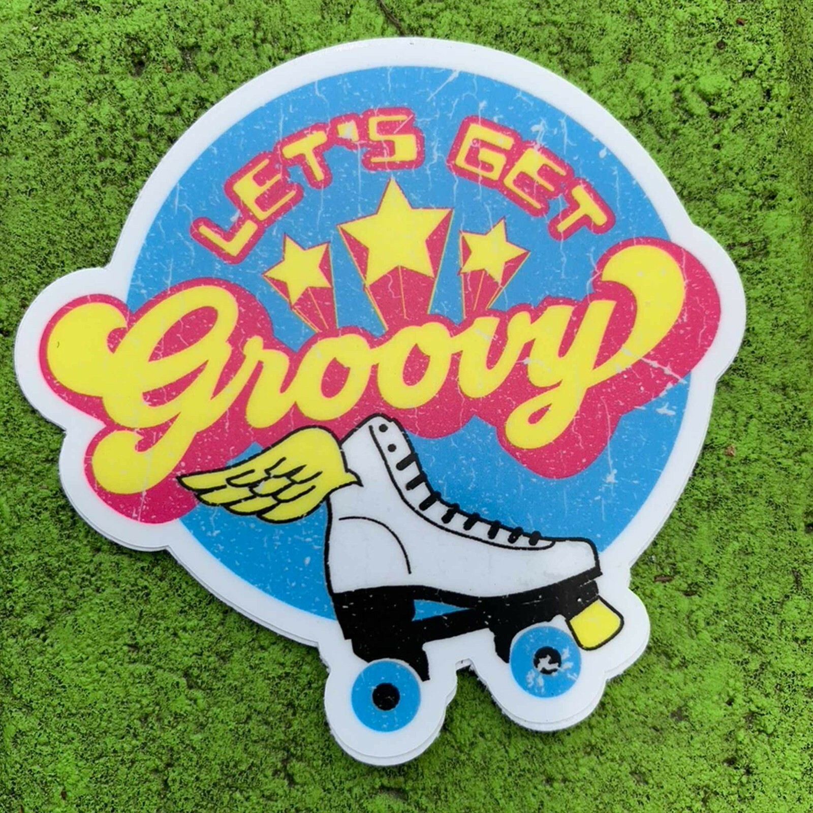 Groovy Premium Stickers & Magnets / Winged Roller Skate, Retro Style