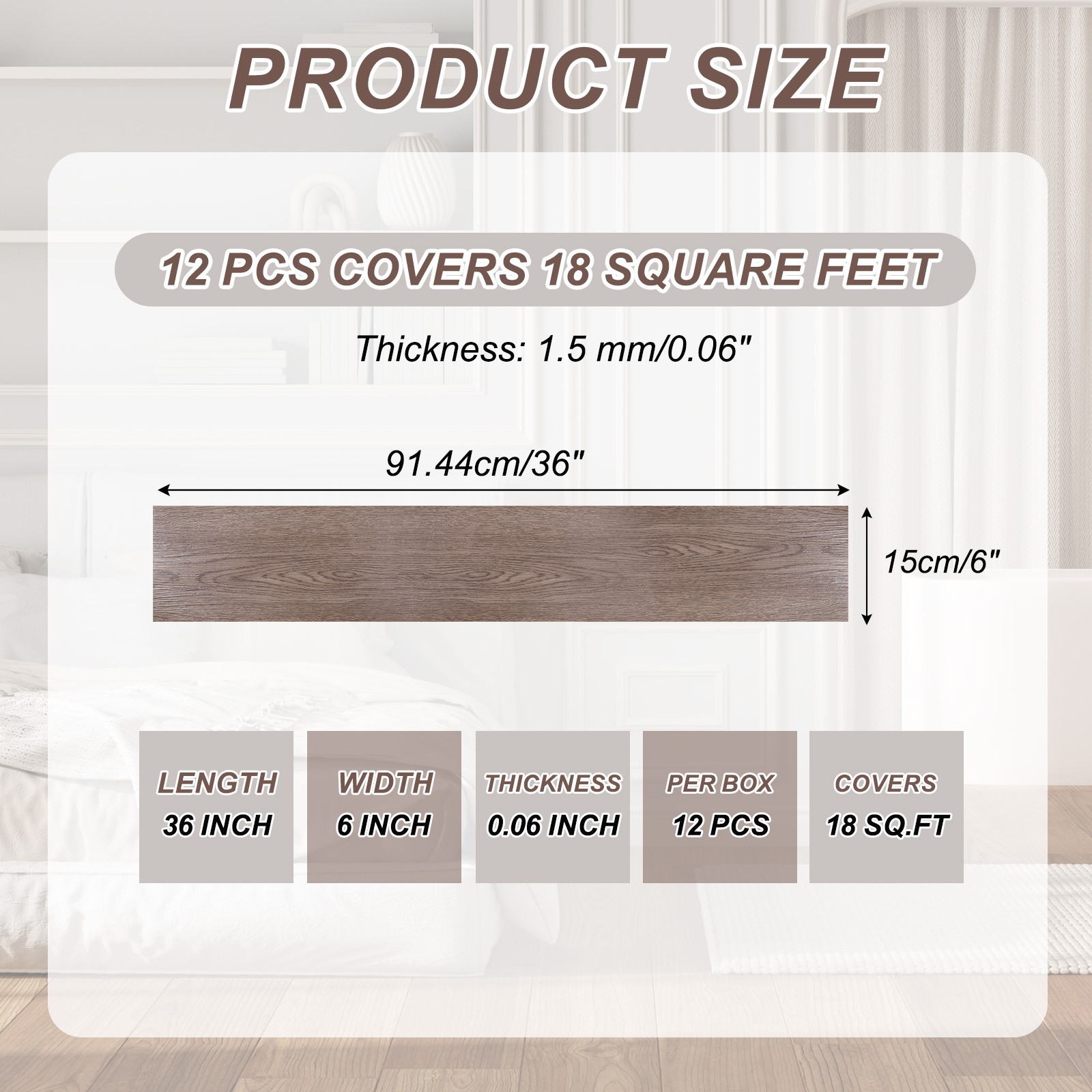 12pcs Peel and Stick Floor Tile 36 x 6" PVC Wood Plank Flooring,Light Yellow
