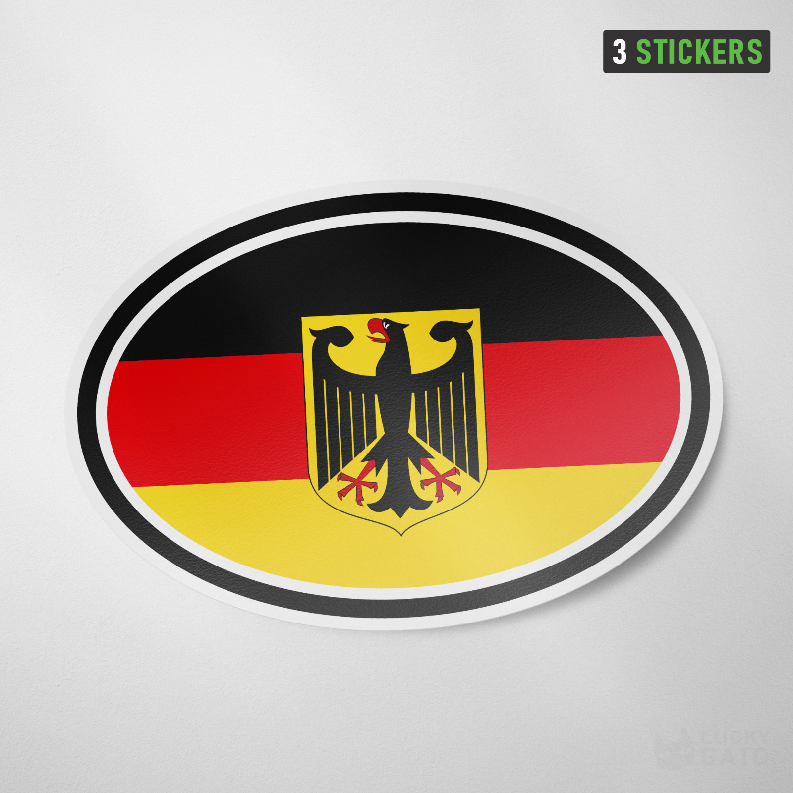 Germany Oval Flag Sticker 3 Pack Vinyl Decal Berlin Car Auto Window