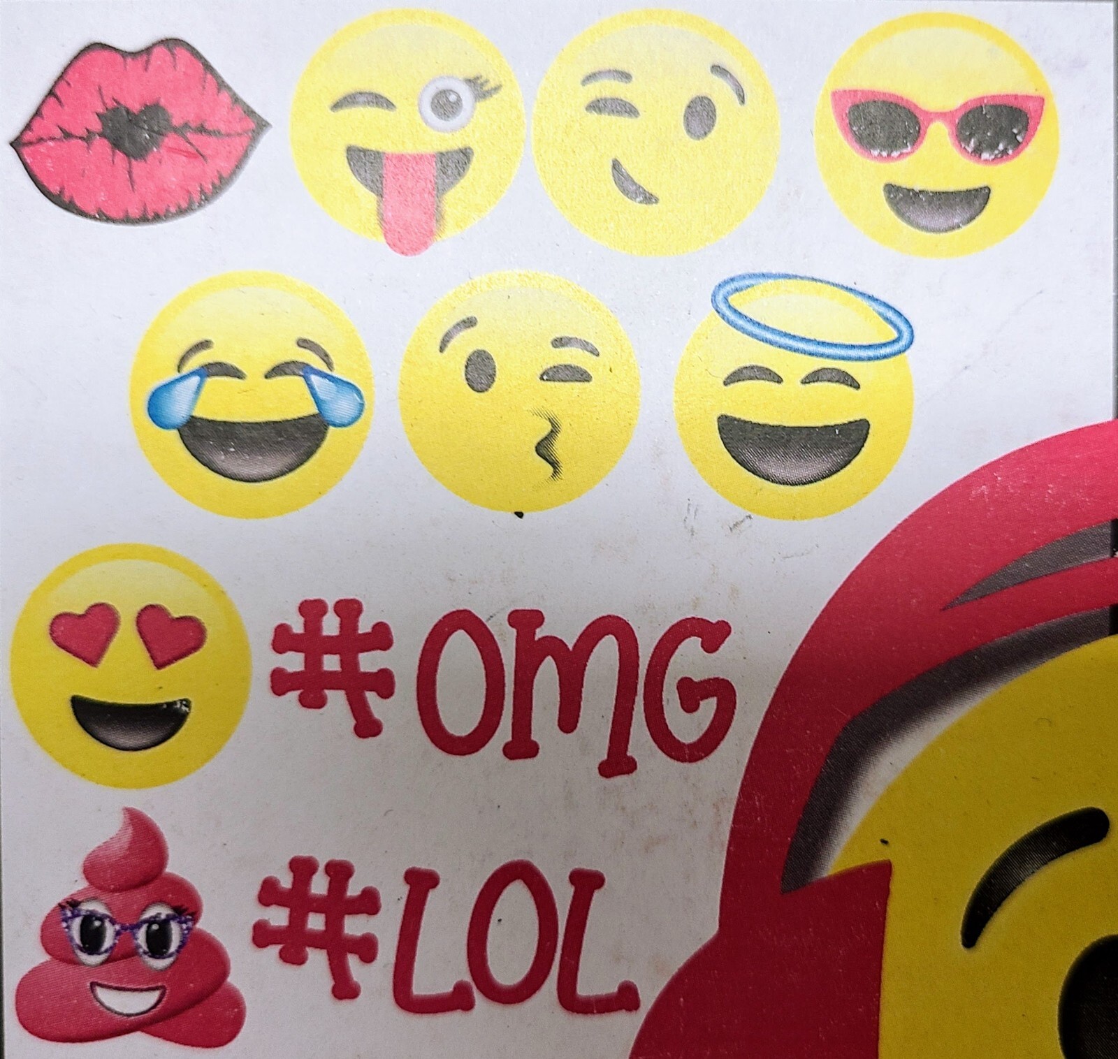 Emoji Wall Decals – Removable Reusable Peel & Stick-12 Large Pink Emojis Sticker