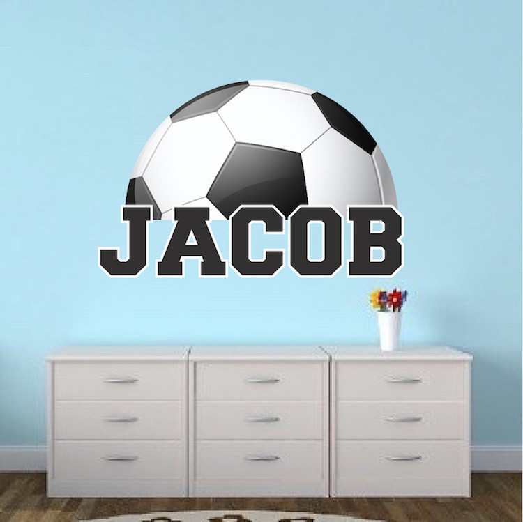 Custom Name Soccer Ball Wall Decal Kid's Room Sports Decal Soccer Ball Art, s89