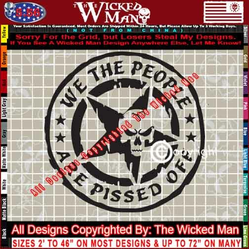 The Wicked Man – We The People Are Pissed Off Star Skull Circle Sticker Decal