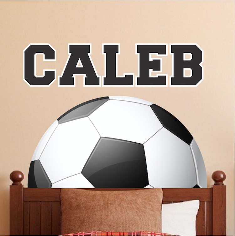 Custom Name Soccer Ball Wall Decal Kid's Room Sports Decal Soccer Ball Art, s89