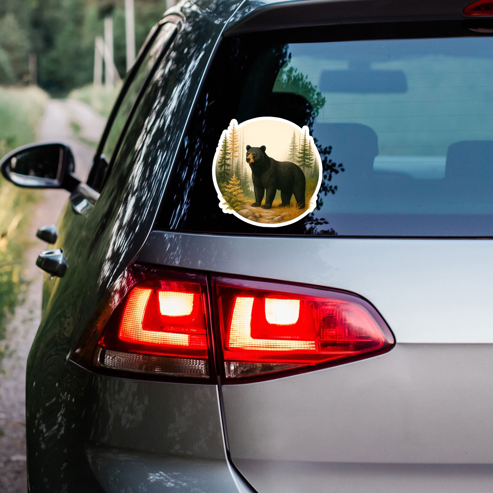 Black Bear in Forest – Vinyl Decal Sticker – Car Window Laptop – ebn20033