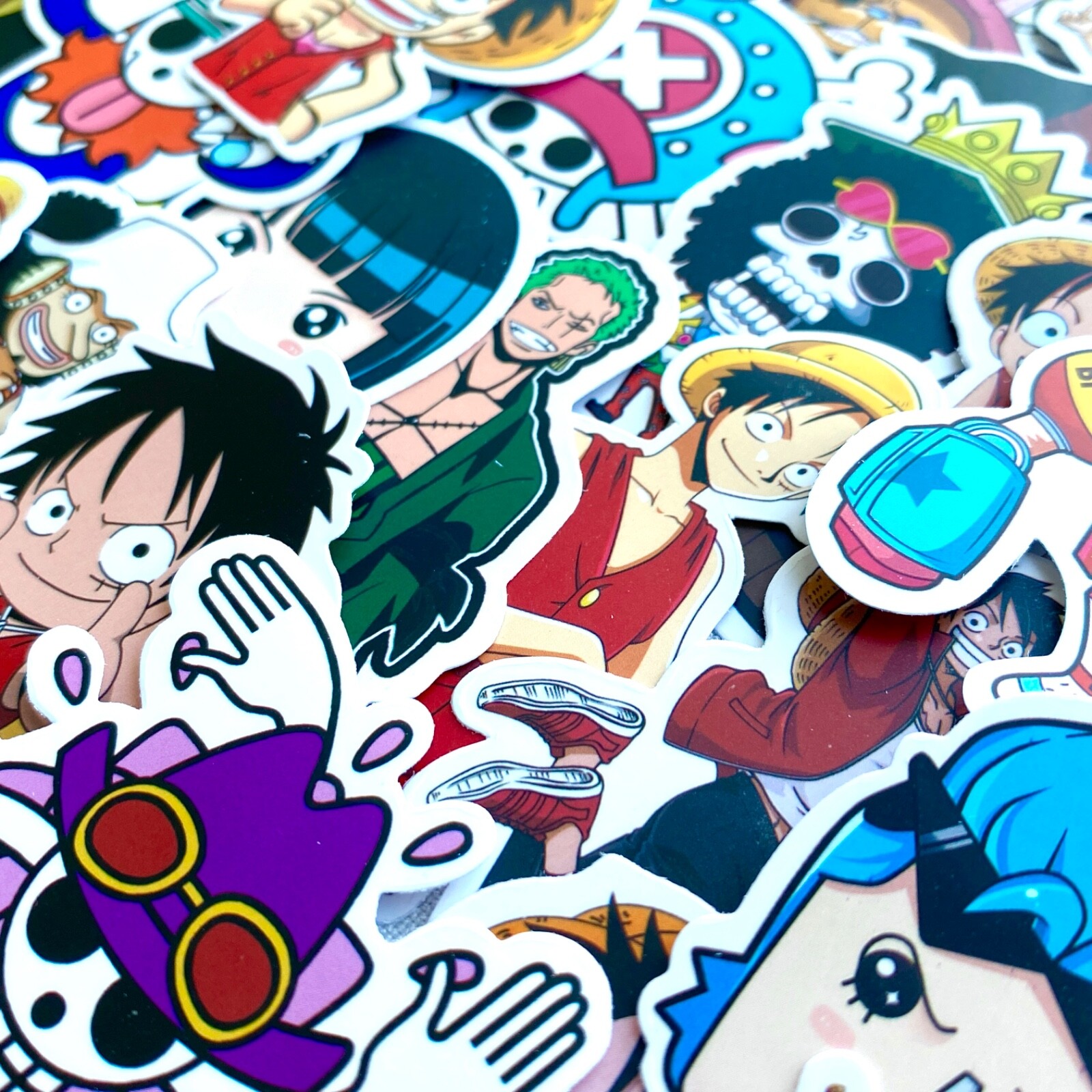 5-50 pcs One Piece Stickers, Anime Character Manga Movie Phone Car Laptop Decals
