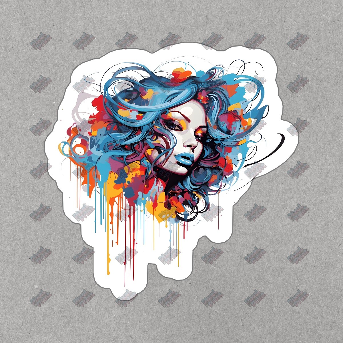 Vibrant Colorful Woman Vinyl Sticker Artistic Decal for Laptop, Water #678951