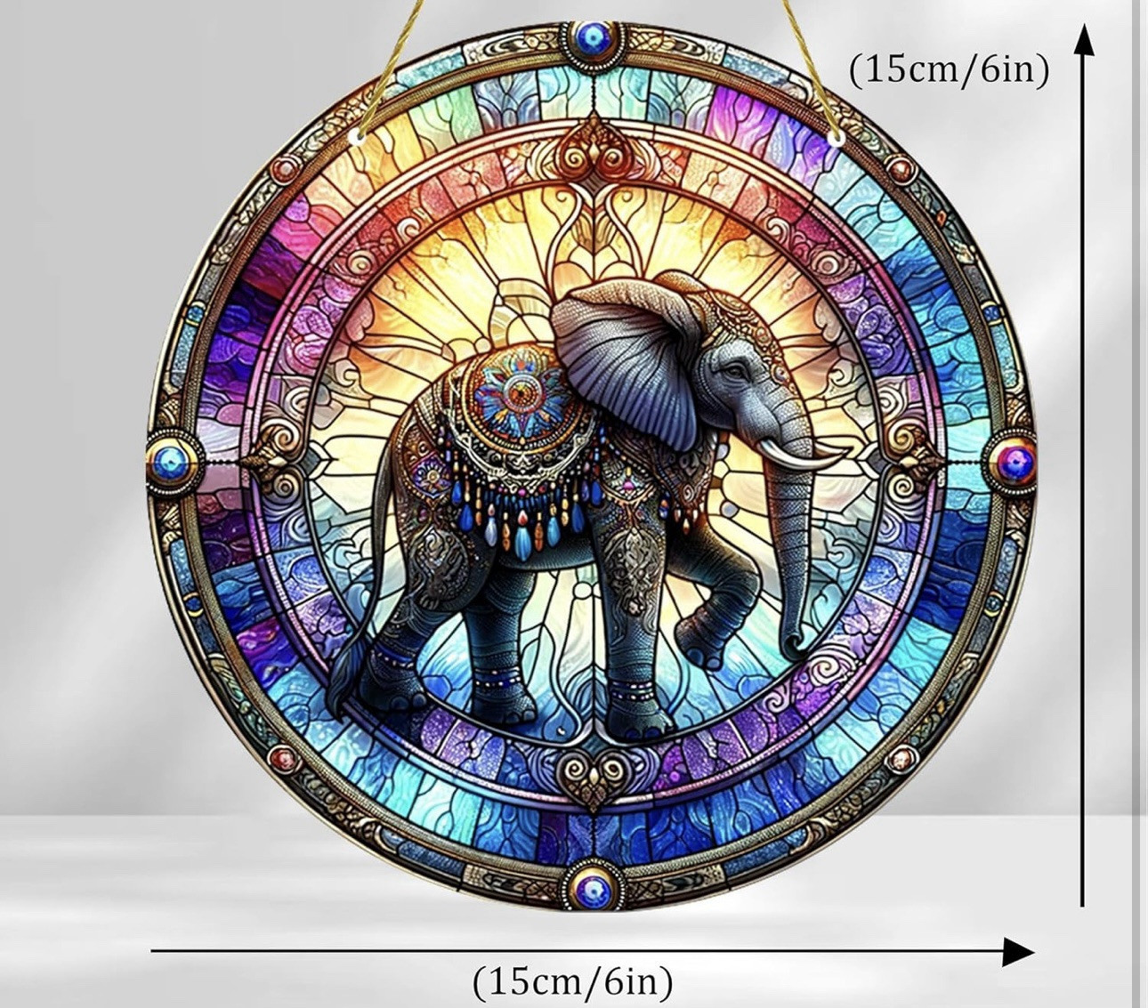 Multi Color Elephant Wall Decor 8×8 Mystic Country Style Home Decoration Acrylic