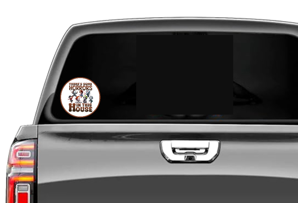 Halloween – Horrors in House – 4" Decal Car Cooler Laptop Decoration Bag Jar Tin