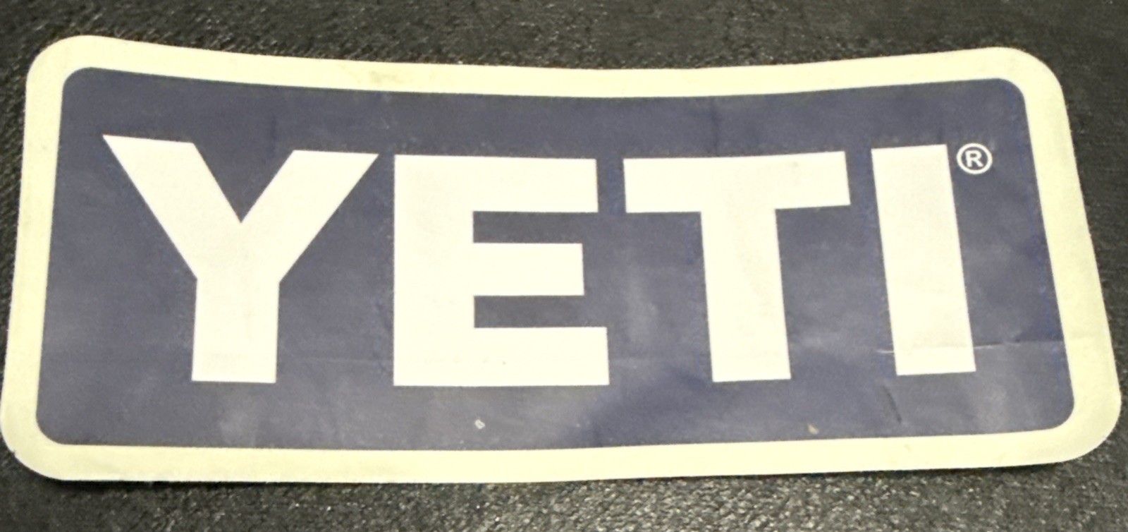 Yeti Logo Sticker Gray/White Border & Letters Navy/Black background
