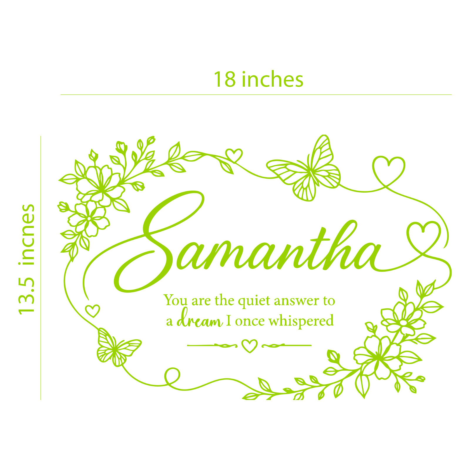 Custom Name Wall Decal Girls Nursery Room Vinyl Sticker Flowers 2 Sizes