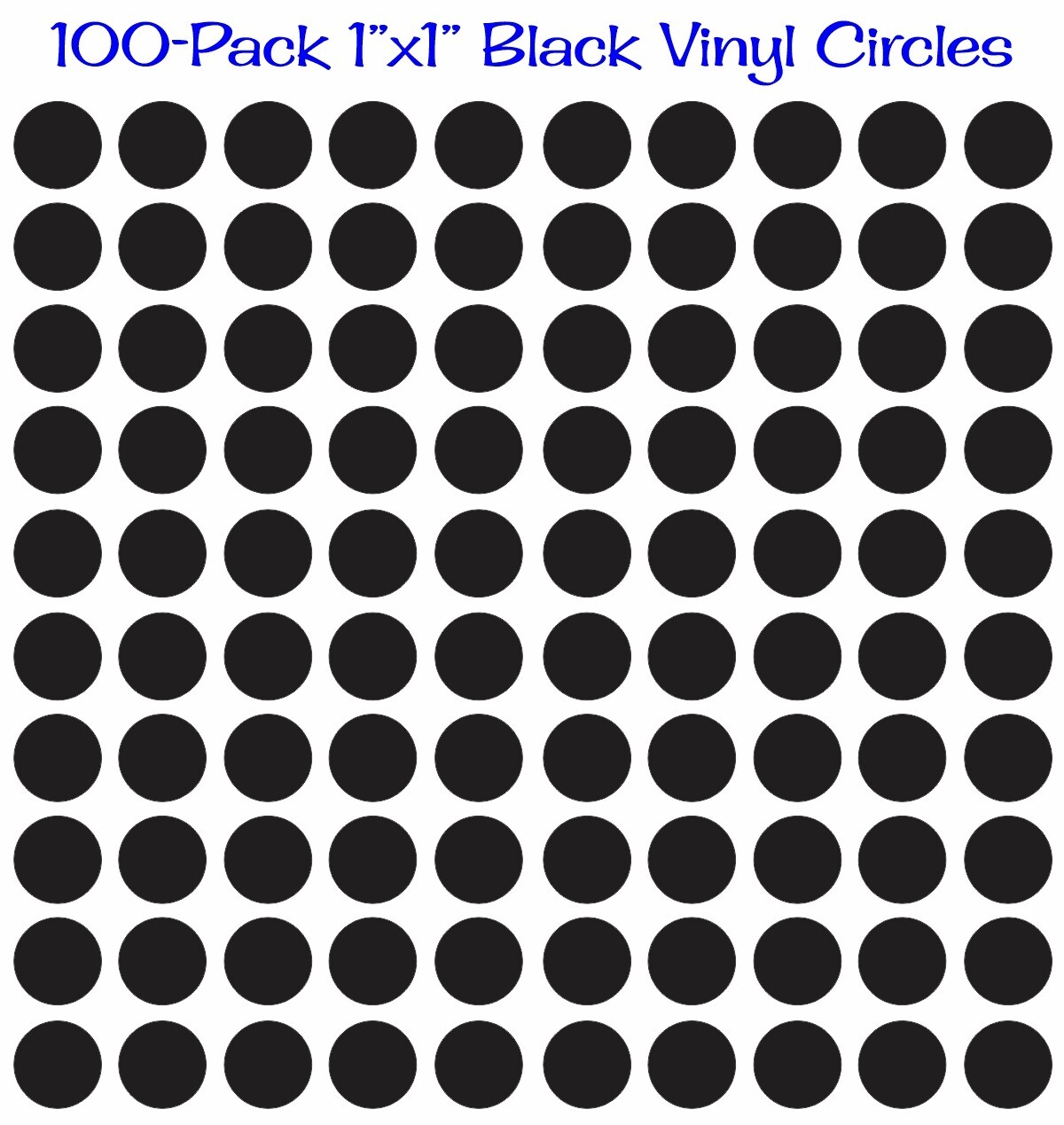 100 pack – 1"x1" Round Black Vinyl Stickers / Decals Circles Polka Dots Die Cut