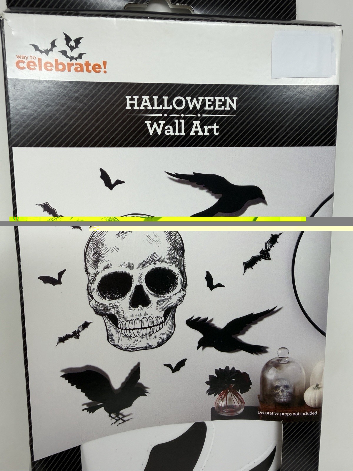 Halloween Skull Raven Bat Wall Art Decals Gothic Spooky Decor 39" x 13"
