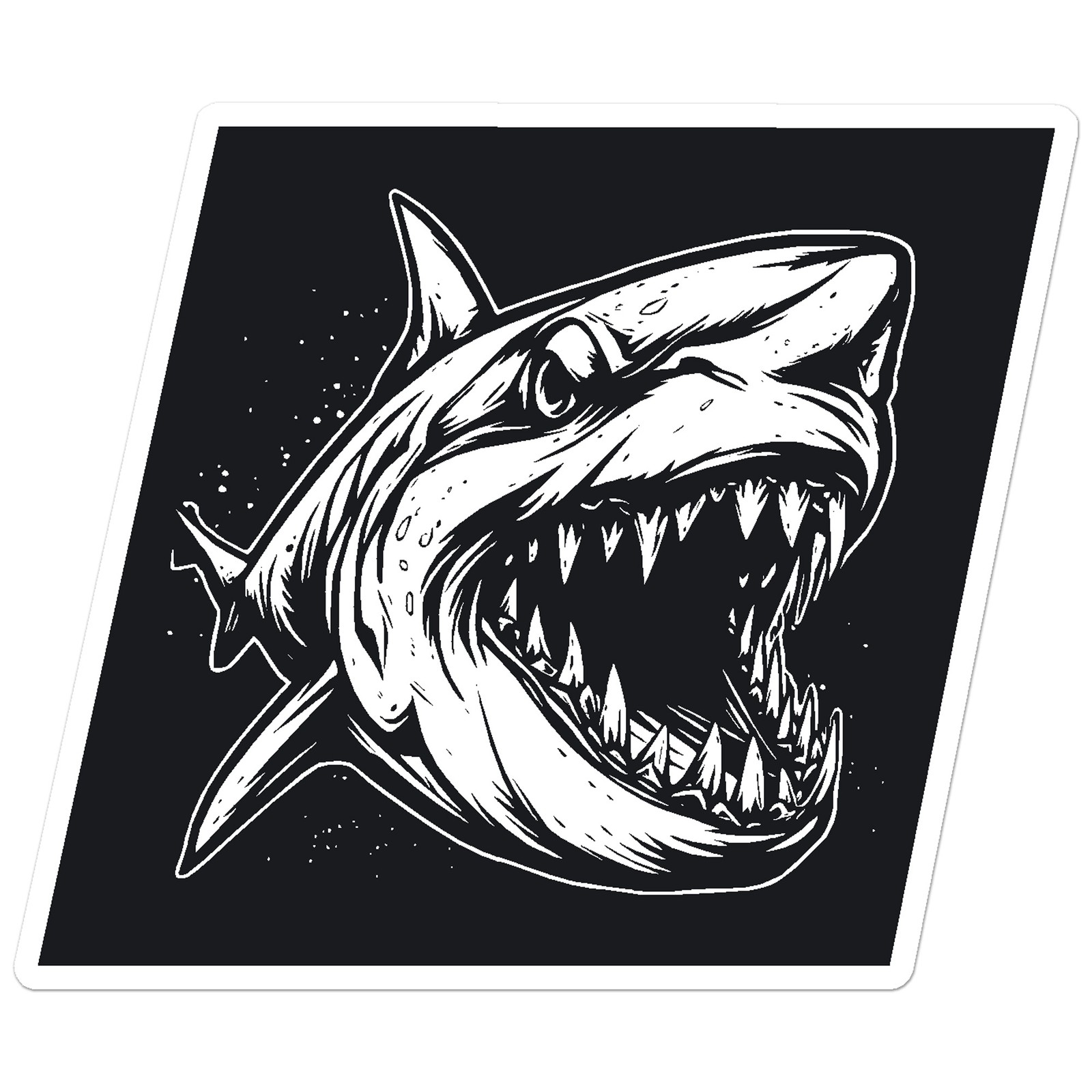 Black + White Shark – Vinyl Decal Sticker – Car Window Laptop – ebn9765