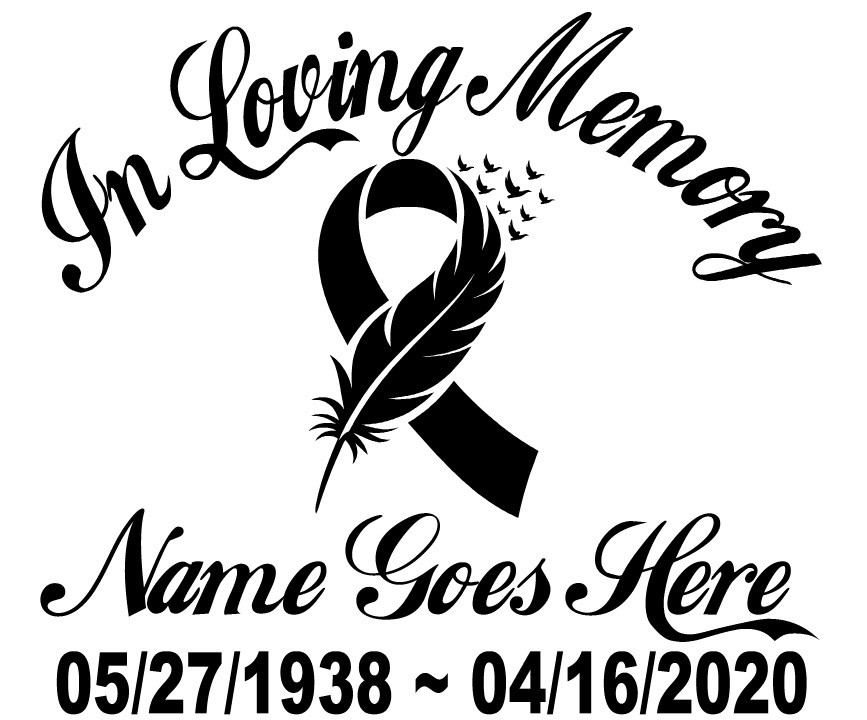 In Loving Memory Decal Cancer Ribbon Wings Bird Feather Car Vinyl Sticker Custom