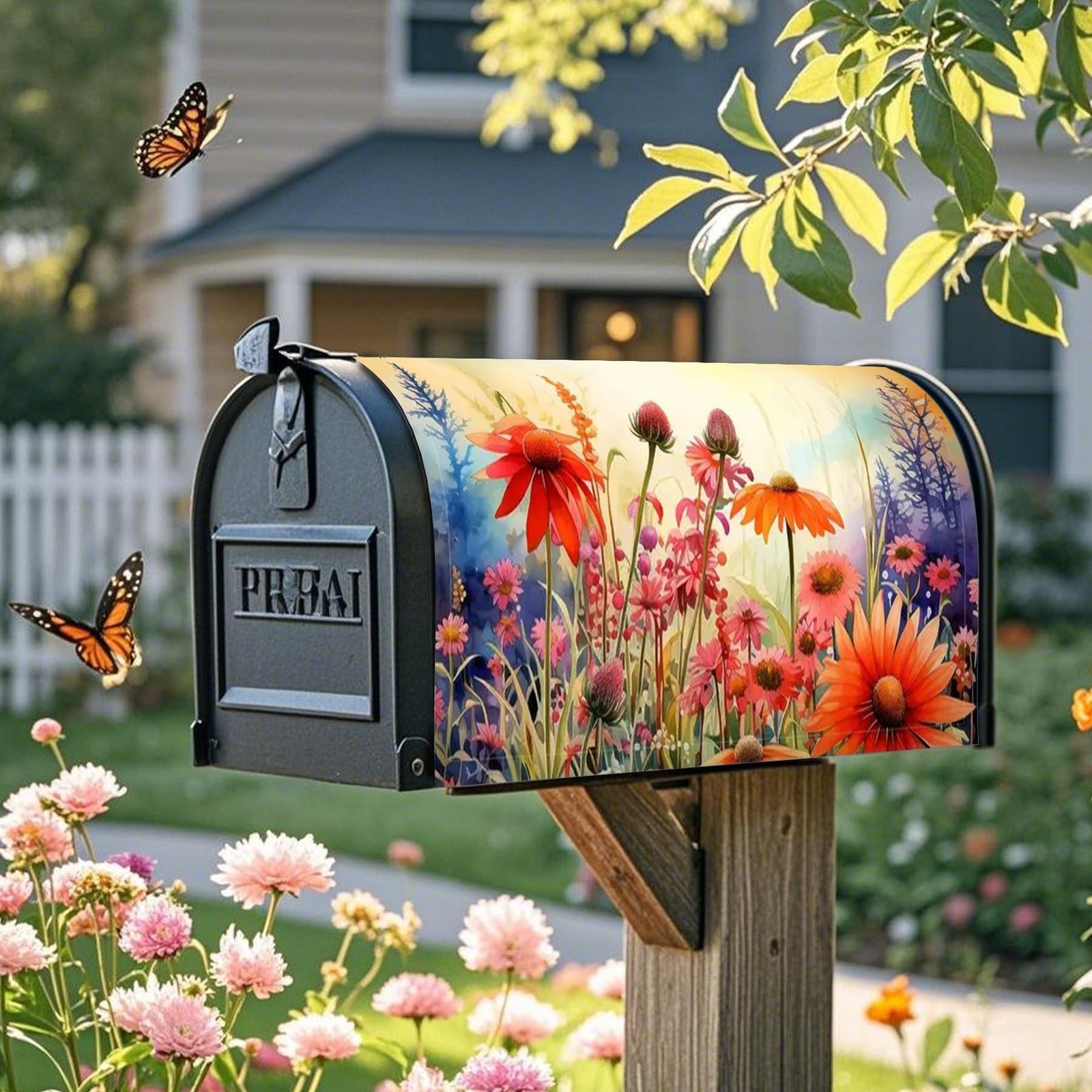 Mailbox Covers Magnetic Standard Size, Printed Floral 18 x 21 Inch, Flower