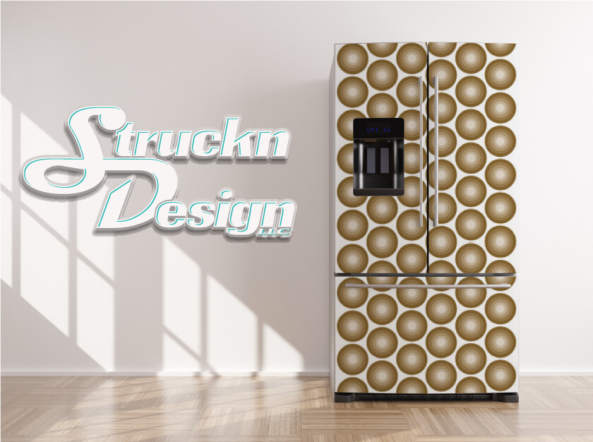 Beige Dots Balls Pattern Fridge Freezer Wrap Side Door Vinyl Decal