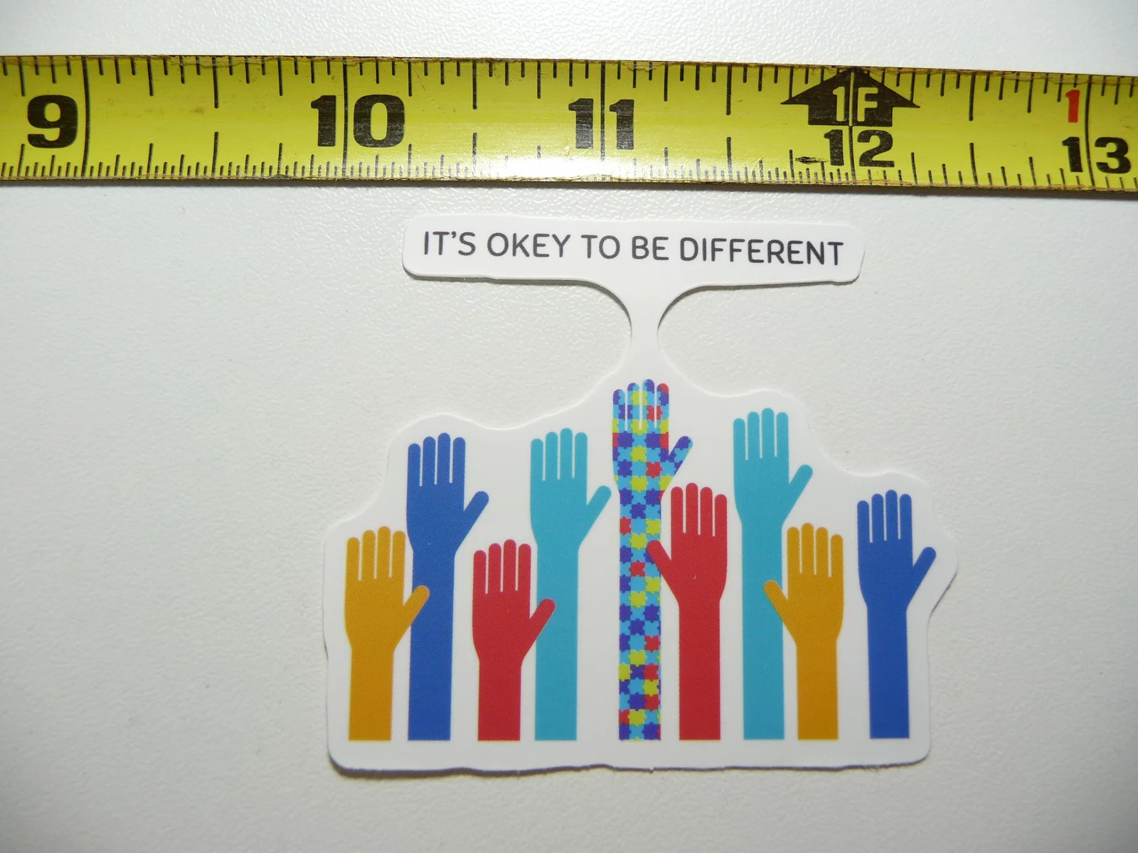 AUTISM SUPPORT SMALL STICKER DECAL IT'S OKAY TO BE DIFFERENT HANDS RAISED