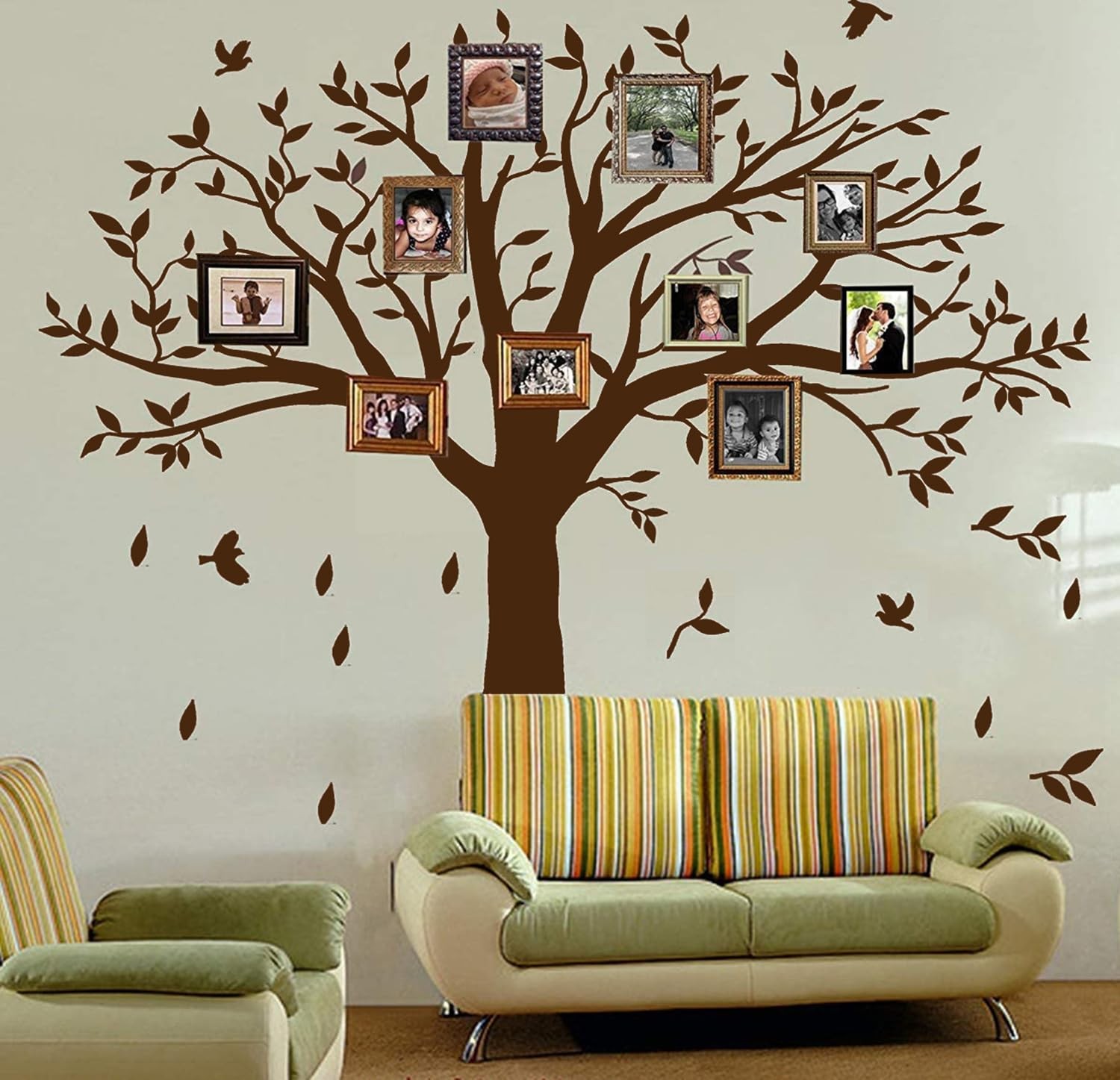 Giant Family Tree Wall Decals Photo Tree Wall Decals with Birds Wall Stickers…