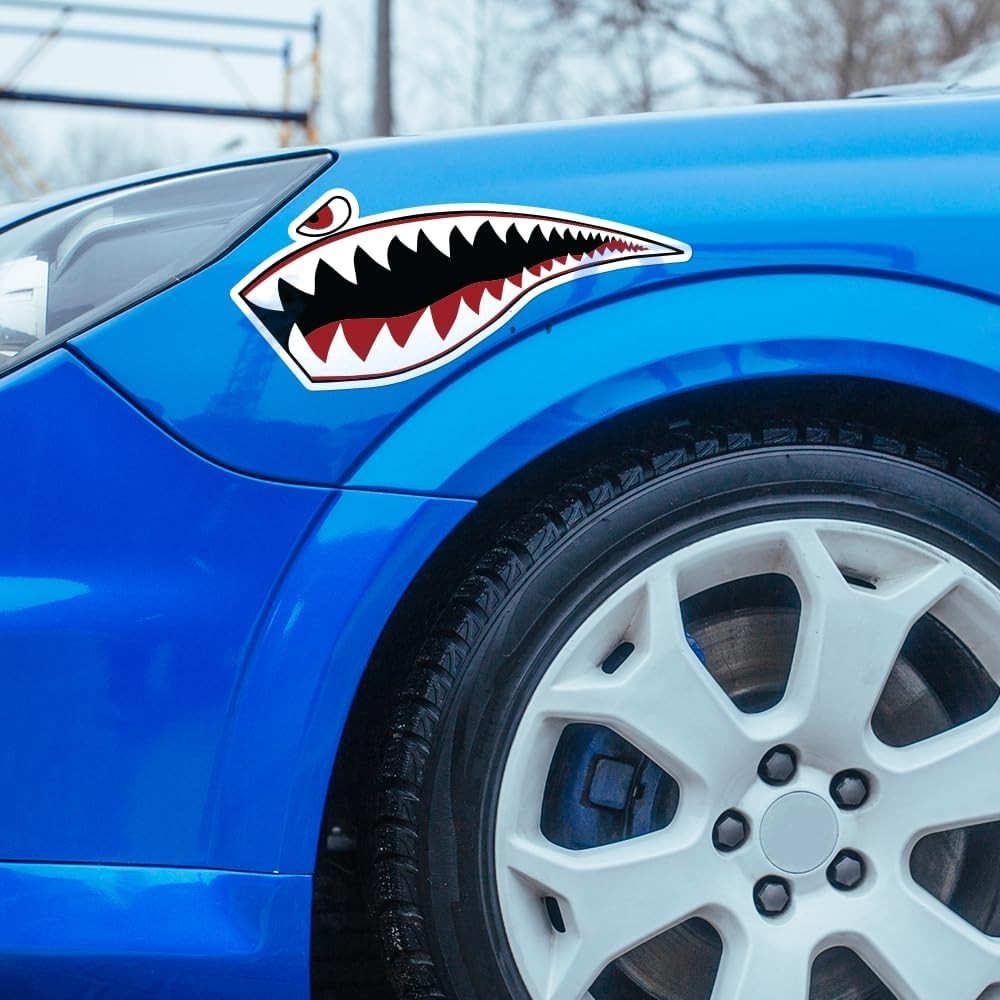 Shark Mouth Teeth Vinyl Decal Set Military Bomber Style Sticker For Auto 8 Inch
