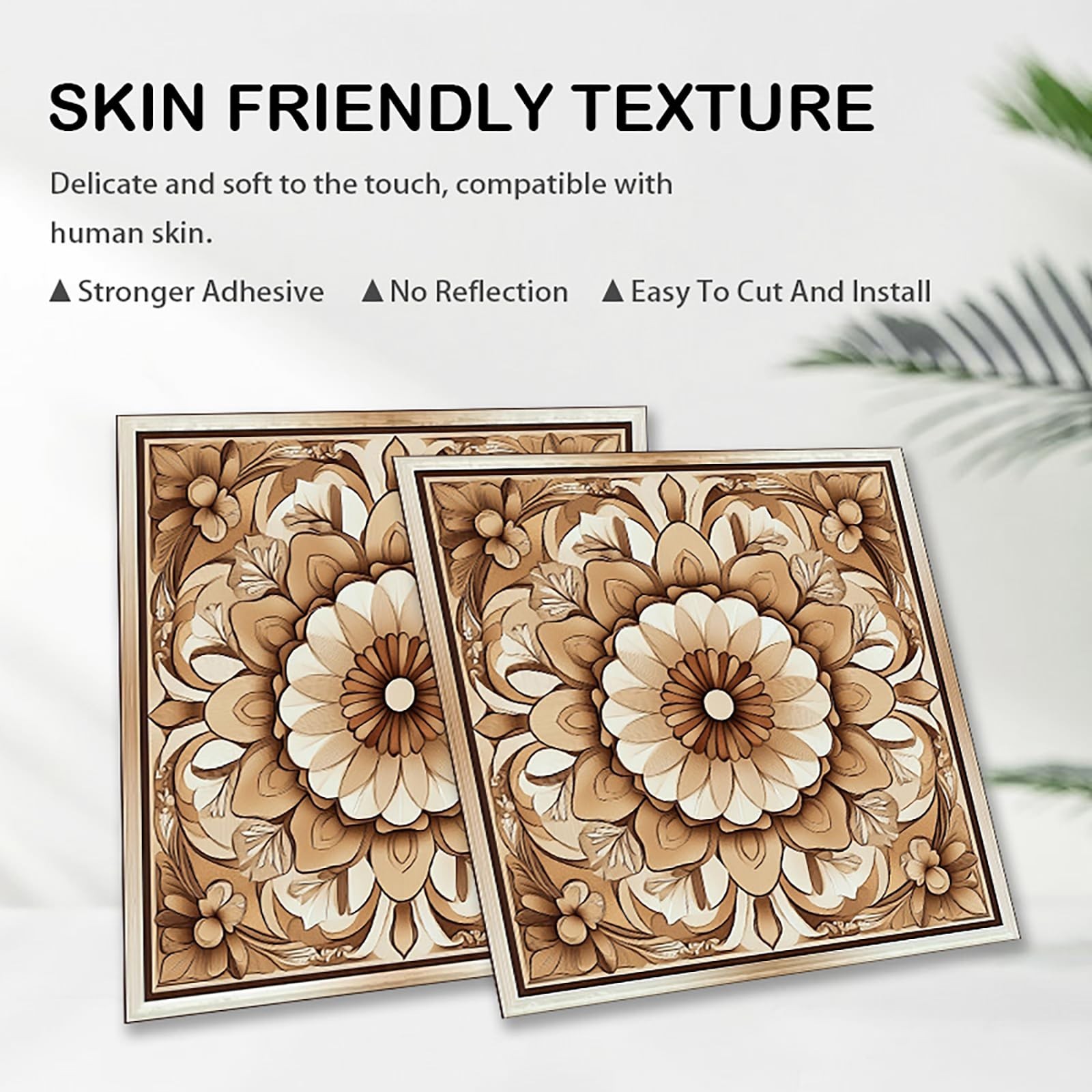 Nuxovilar Peel and Stick Vinyl Floor Tiles, 11.8"x11.8" Vintage Brown Floral …