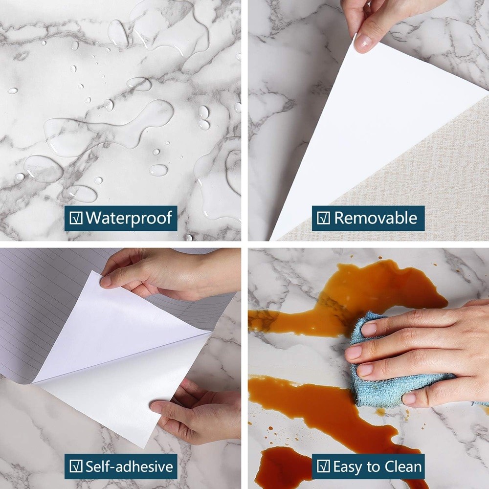 24"*39"/118"/197" Marble Contact Vinyl Paper Self Adhesive Peel Stick Wallpaper