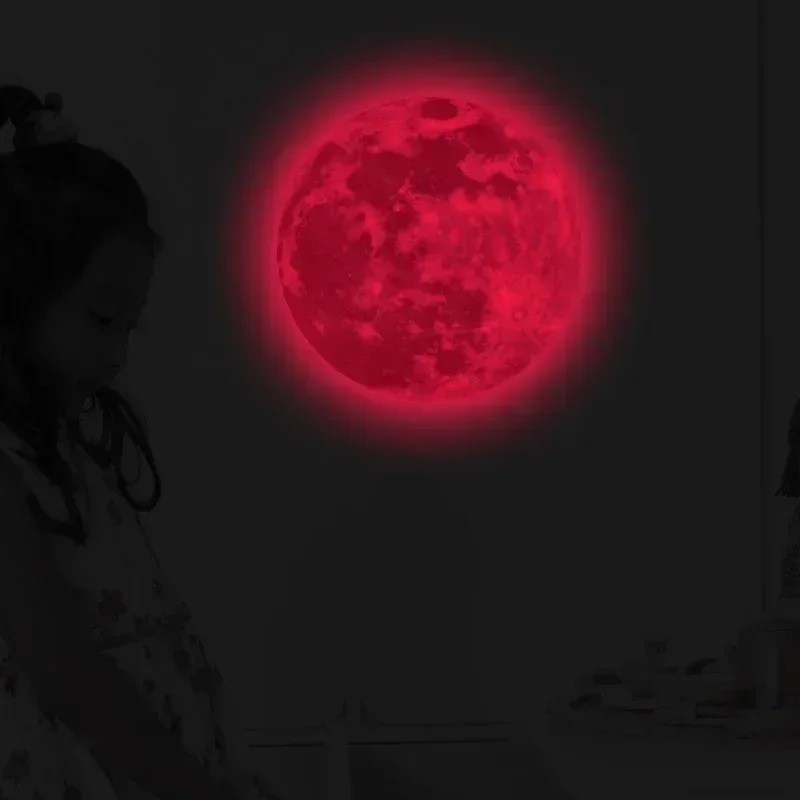Creative 3D Large Moon Glow In The Dark Fluorescent Wall Sticker