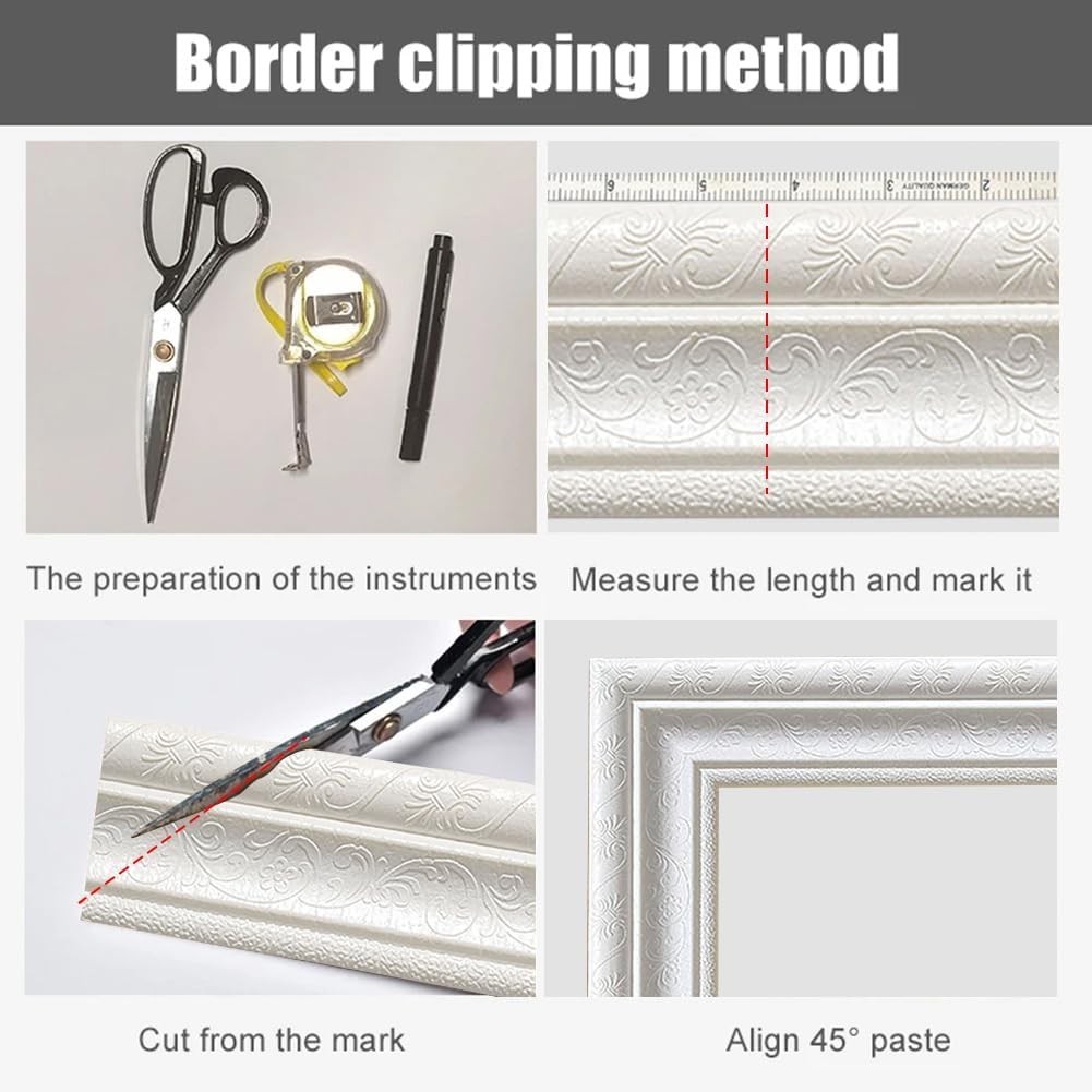 90.5” Self-Adhesive Foam Molding Trim – Elegant 3D Wall Decor for Home & Office