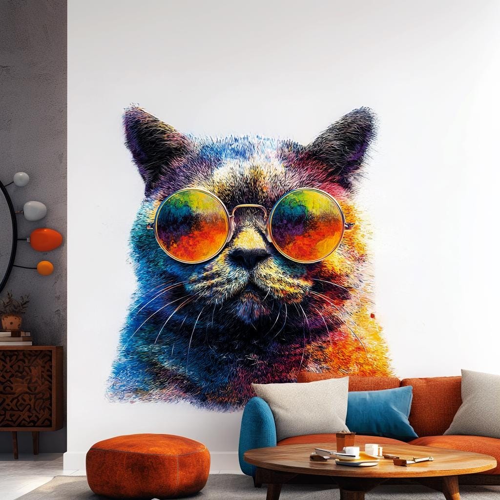 Cool Cat Wall Decal | Cat with Sunglasses Sticker