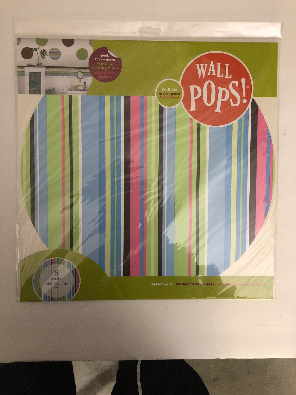 Wall Pops Ribbon Candy Blue 5 Pcs Circles Stickers Decals WPD93947-RARE-SHIP24HR