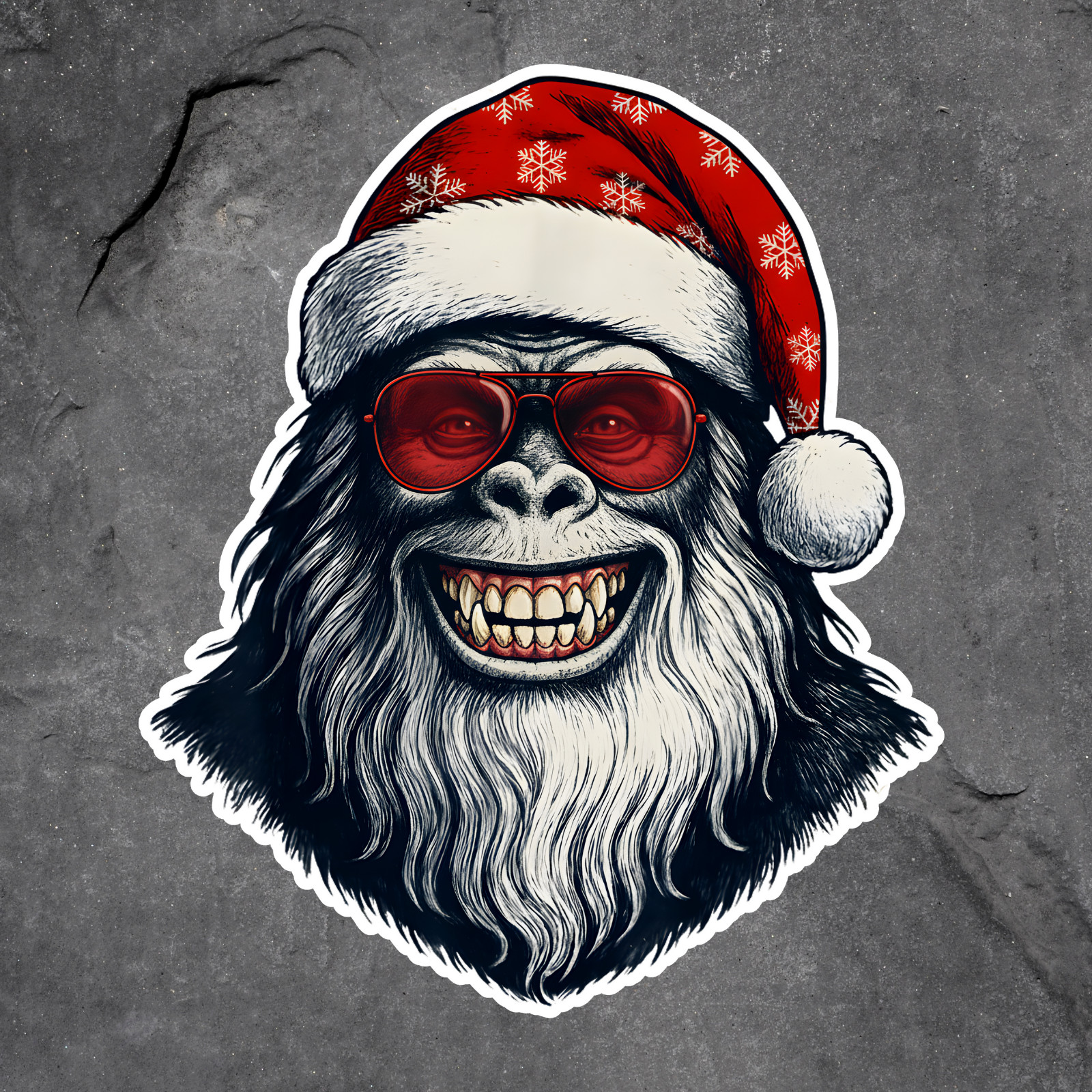 Bigfoot Sticker Vinyl Decal Santa Hat Christmas Funny Holiday Sasquatch Art