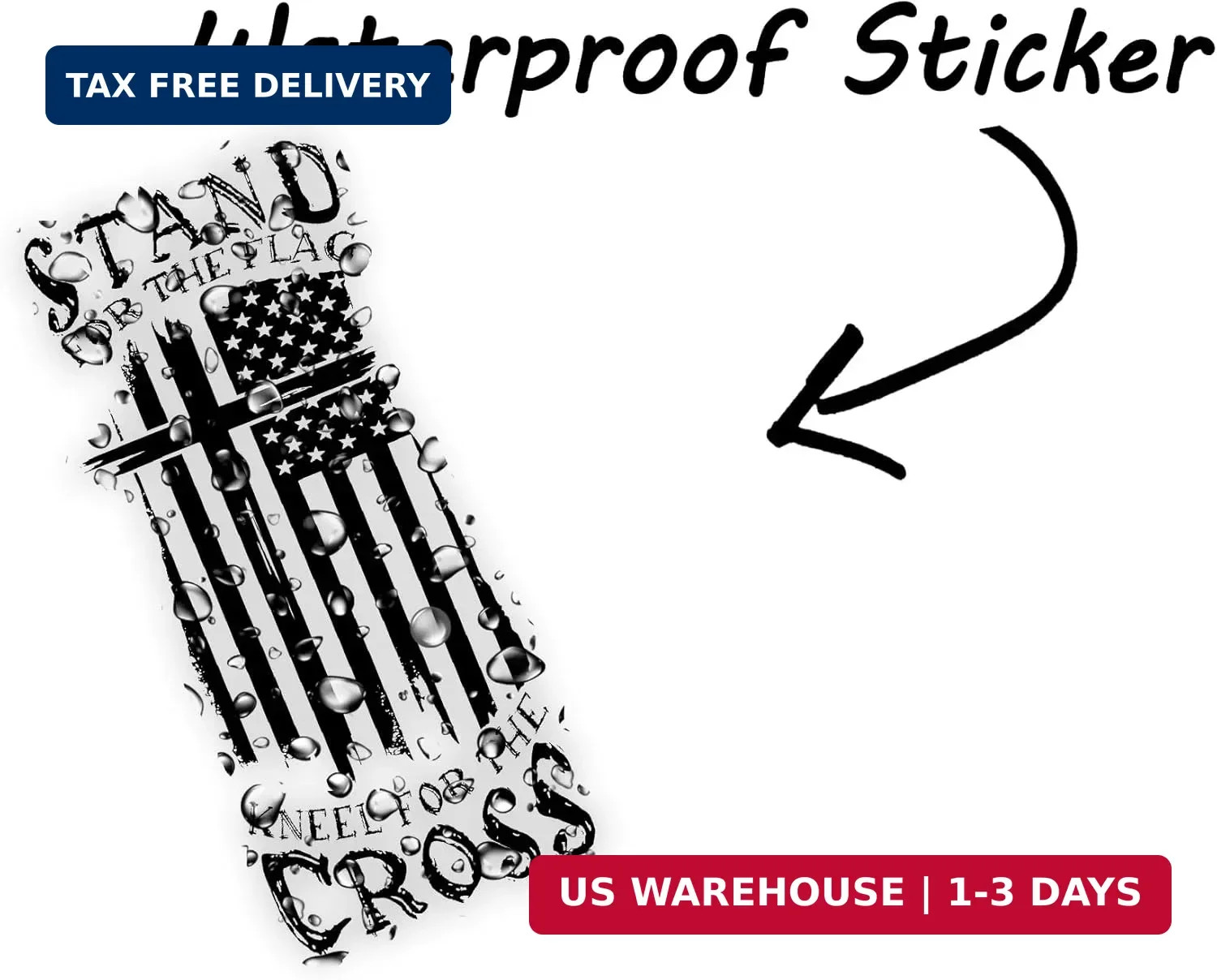 eDesign Stand for The Flag Kneel for The Cross Sticker Decal Vinyl – 5 Inches –