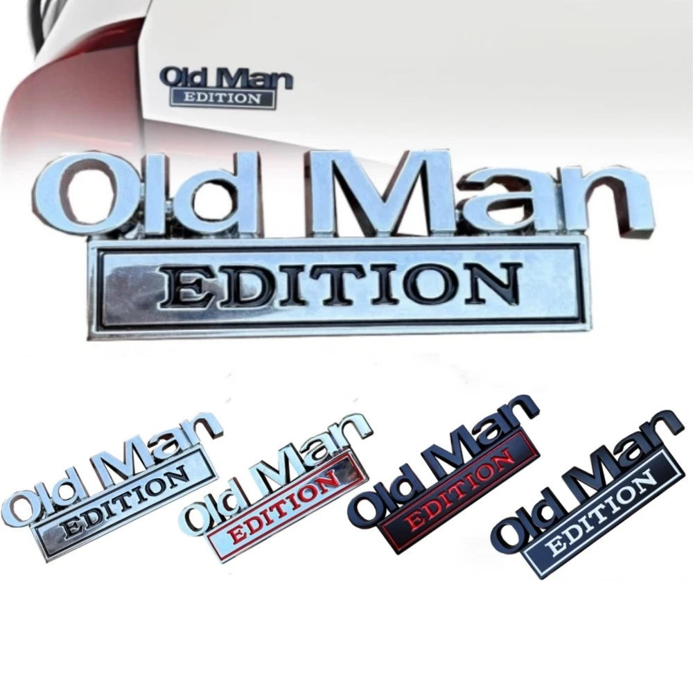 1/2PCS Metal Old Man Edition Emblem 3D Badge for Universal Car Truck ChroTL
