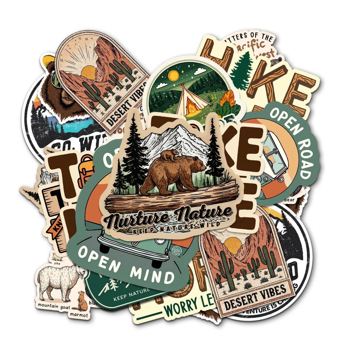 12Pcs Hiking Stickers, Outdoor Hiking Stickers, Adventure Nature Travel Stick…